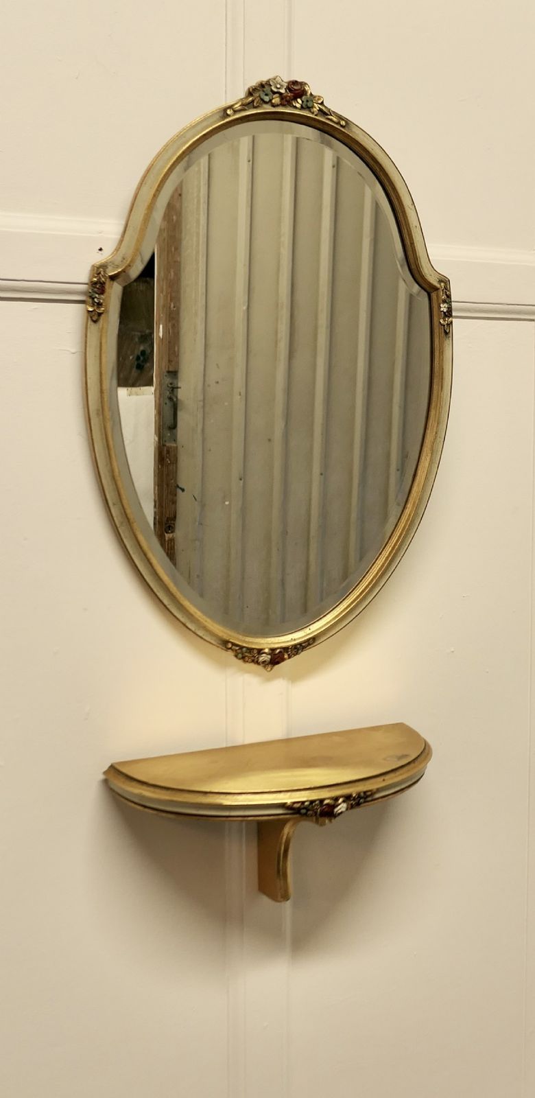 Charming, French Barbola Gilt Console Shelf And Mirror
