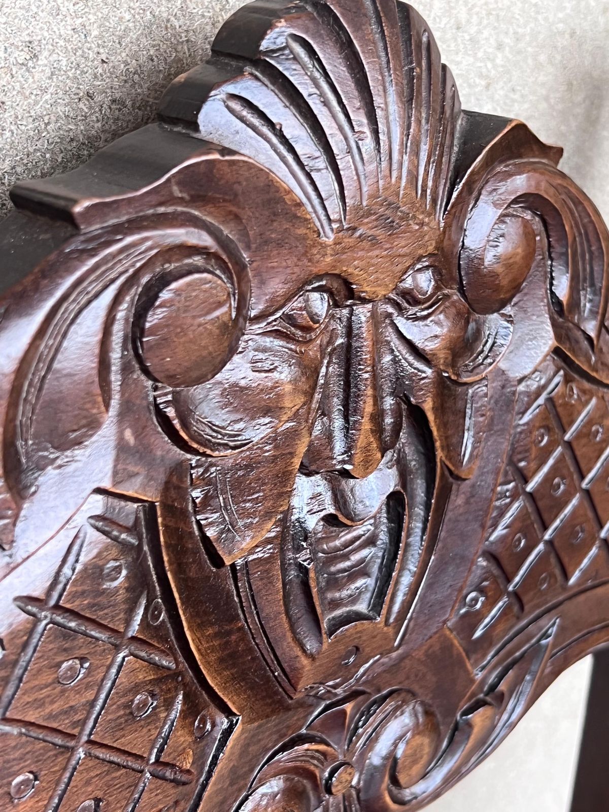 photo for sale 19th Century Set Of Six French Carved Walnut Turned Wood Chairs With Velvet Seat
