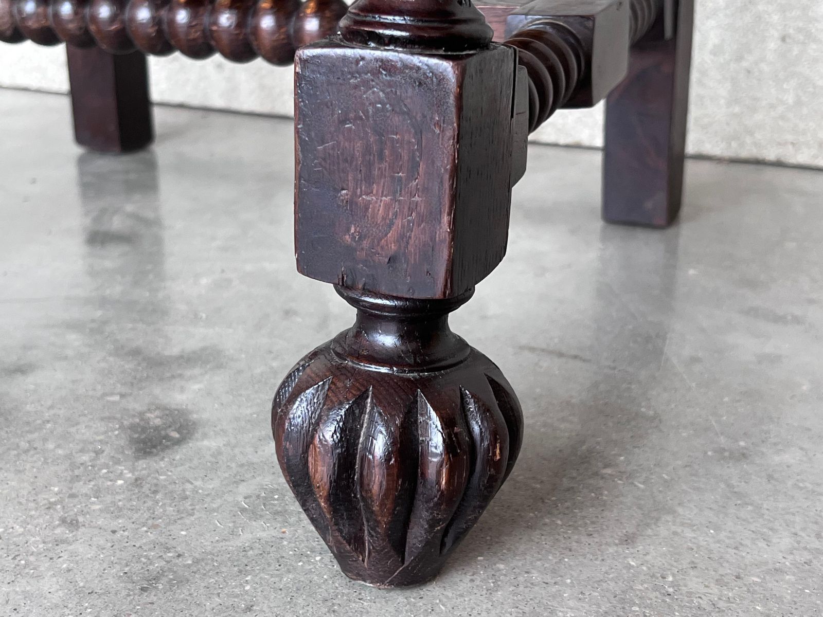 photo buy 19th Century Set Of Six French Carved Walnut Turned Wood Chairs With Velvet Seat