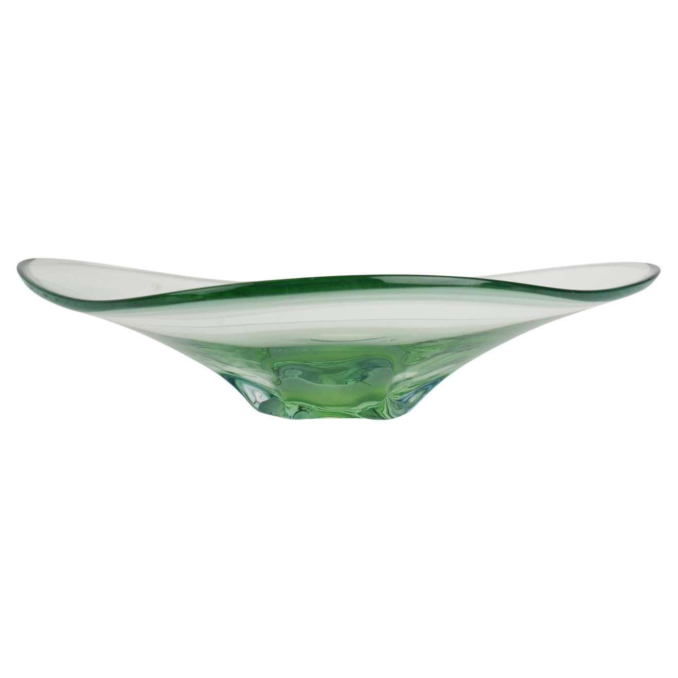 Mid Century Art Glass Big Bowl By Zelezno Borske Sklo, 1960's