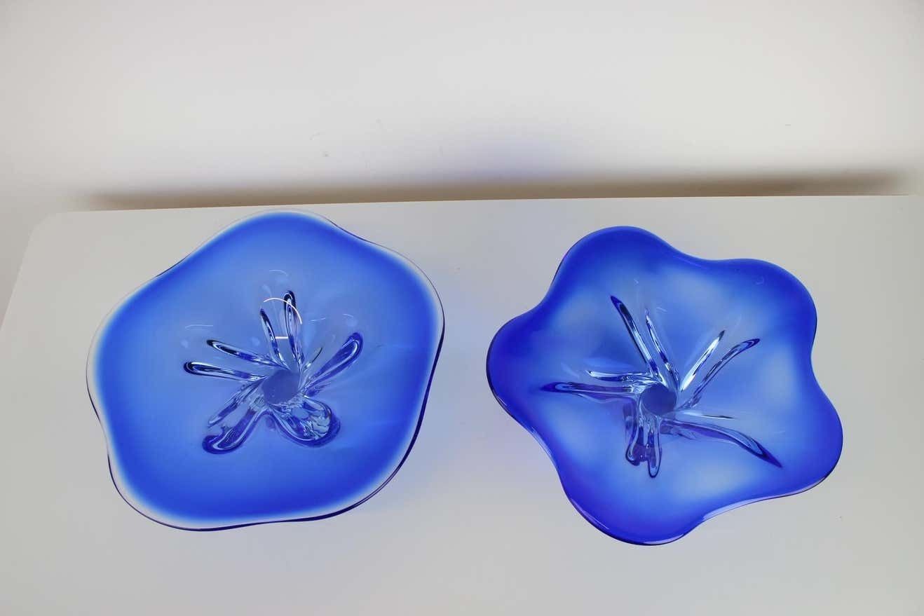 Set Of 2 Art Glass Bowls By Josef Hospodka For Chribska Glassworks, 1960's photo Home Decor