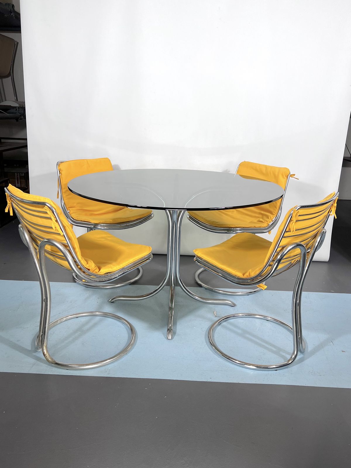 Vintage Space Age Dinner Table And Four Chairs In The Manner Of Gastone Rinaldi photo 5242.9