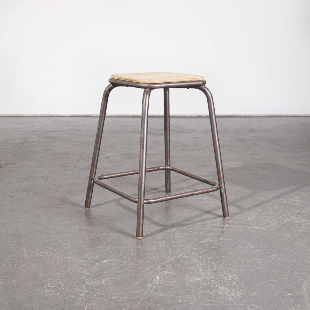 1950’s Vintage Mullca Industrial French Stacking High Stools – Set Of Six photo vintage