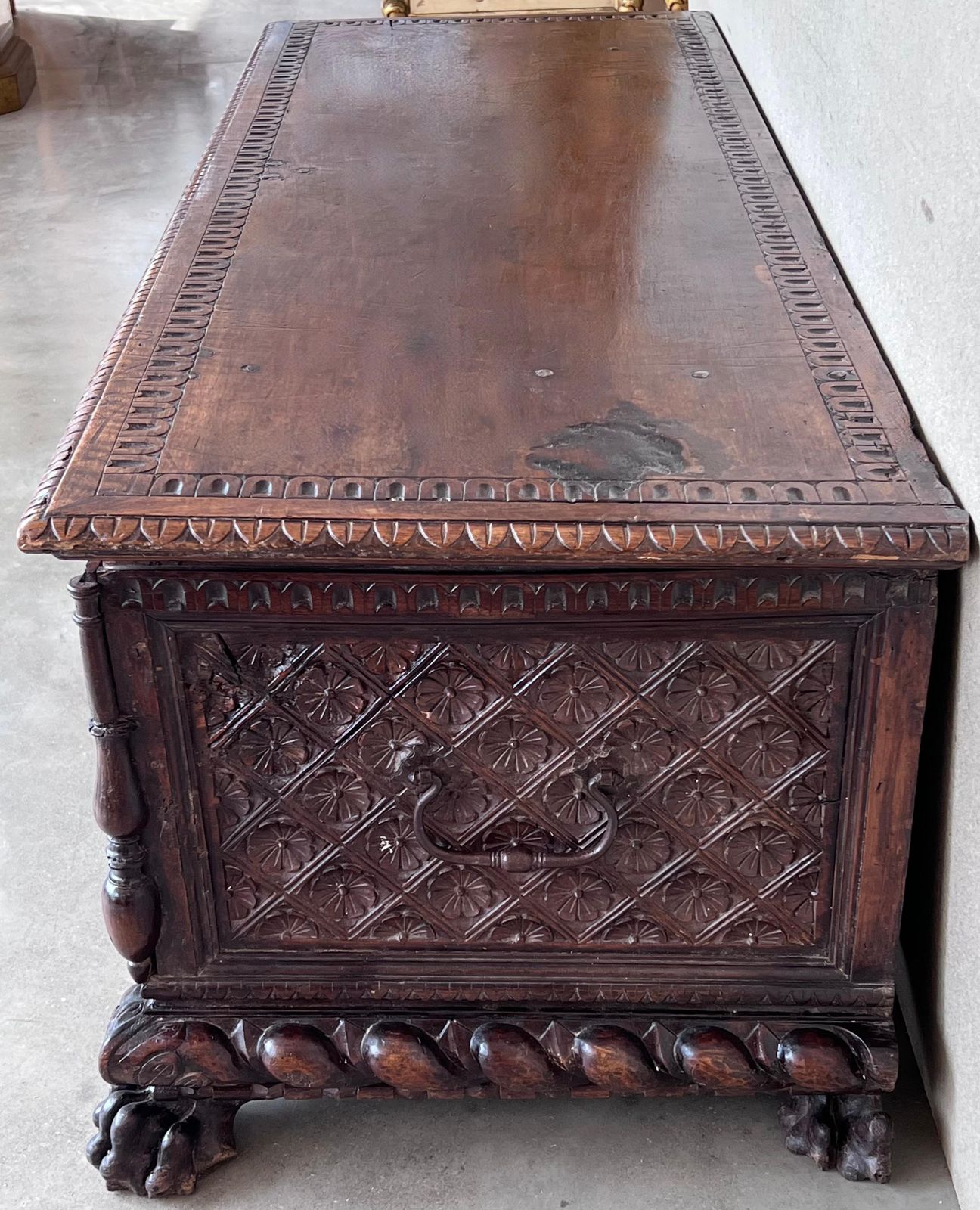 17th Century Italian Carved Cassone Trunk With Original Hardware photo 10311.0