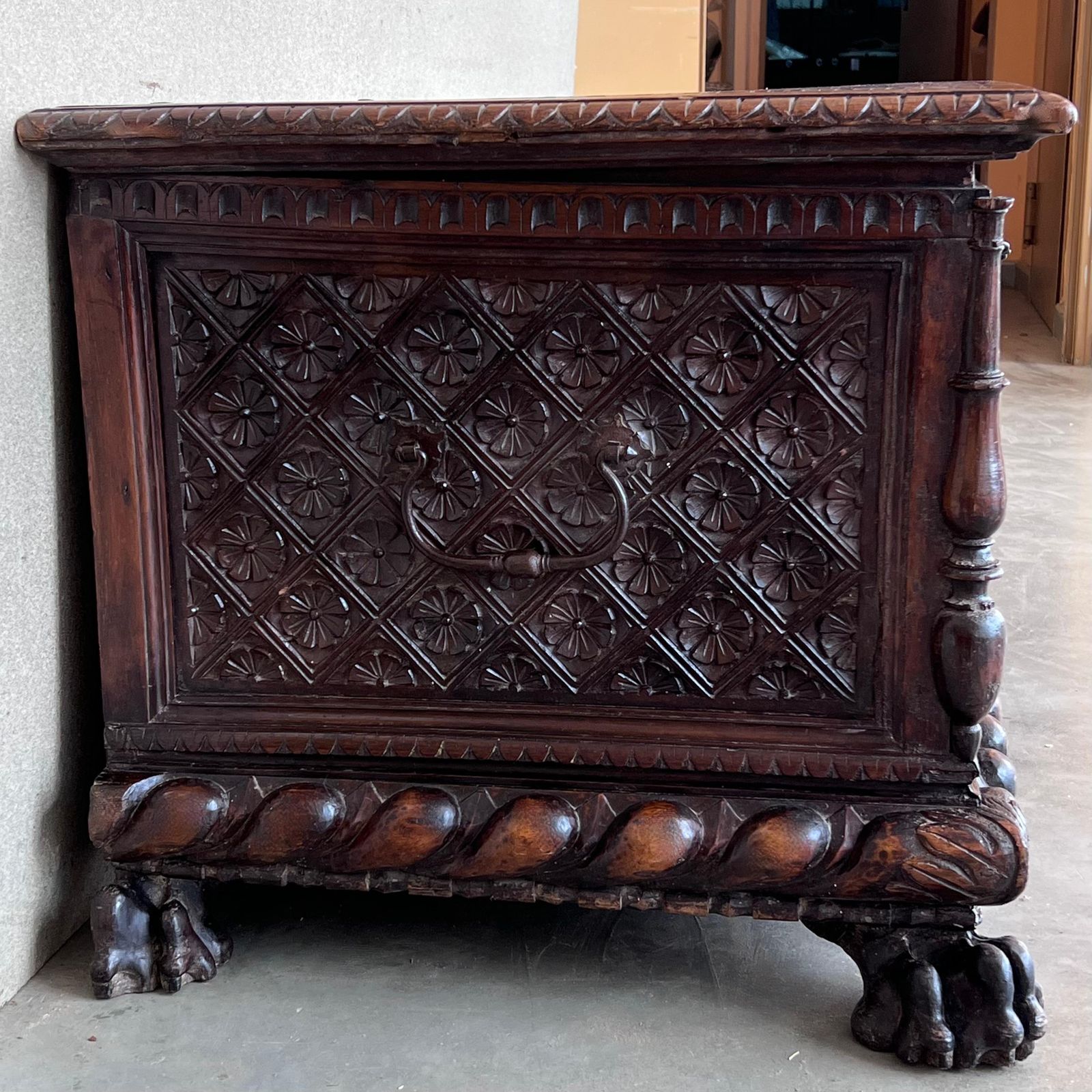 17th Century Italian Carved Cassone Trunk With Original Hardware photo buy