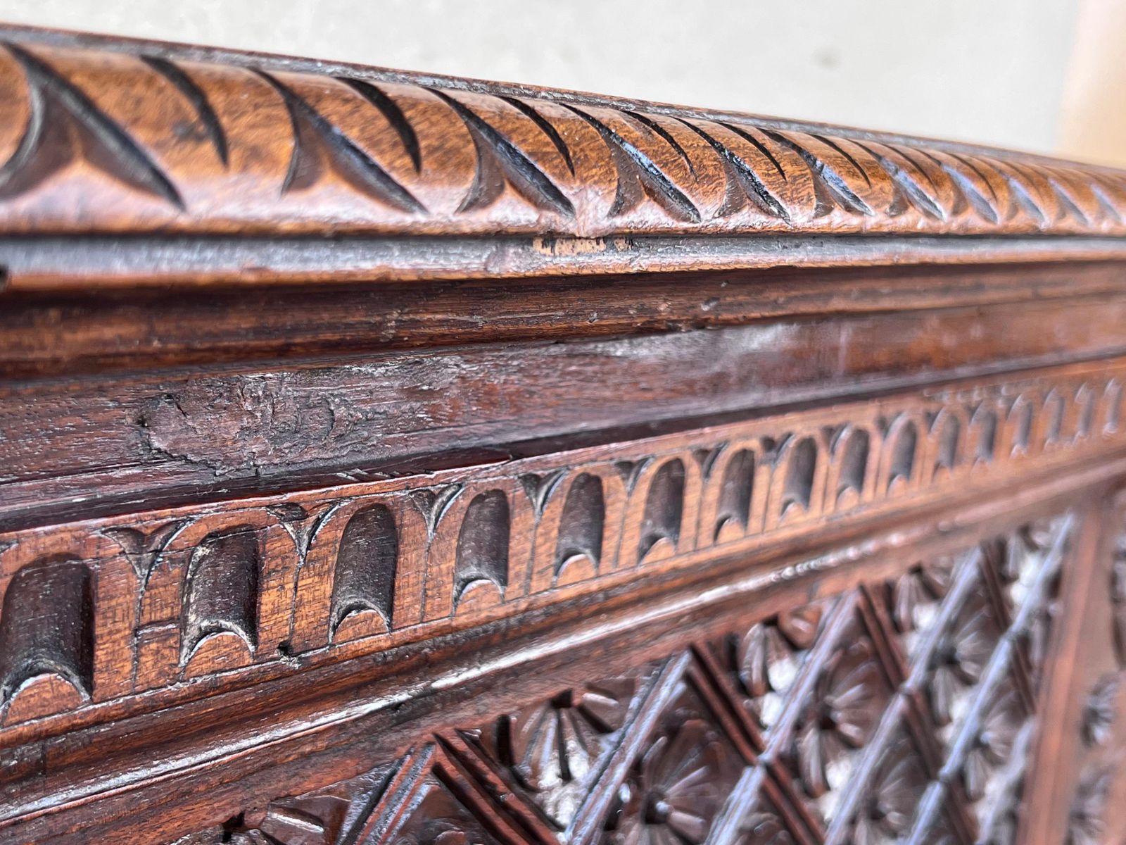 photo buy 17th Century Italian Carved Cassone Trunk With Original Hardware
