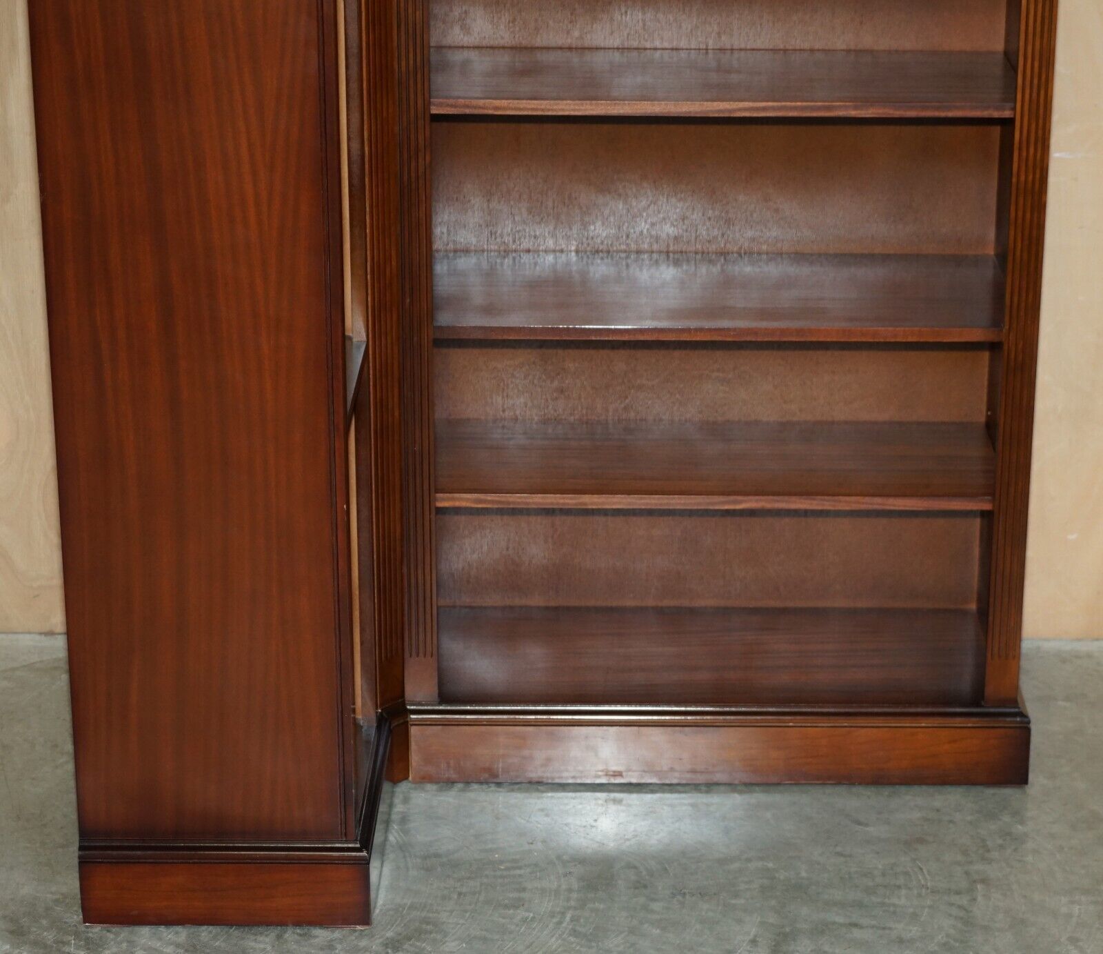 Lovely 2 Piece Flamed Mahogany Open Library Bookcase Part Of A Paired Suite photo Furniture