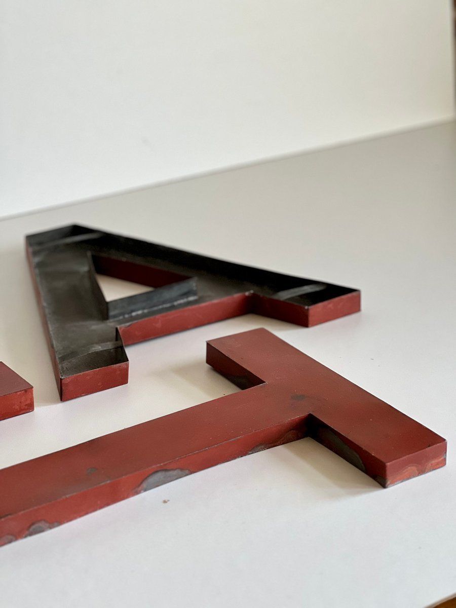 420.0 Industrial Letter Sign Eat, 1950, Set Of 3 photo