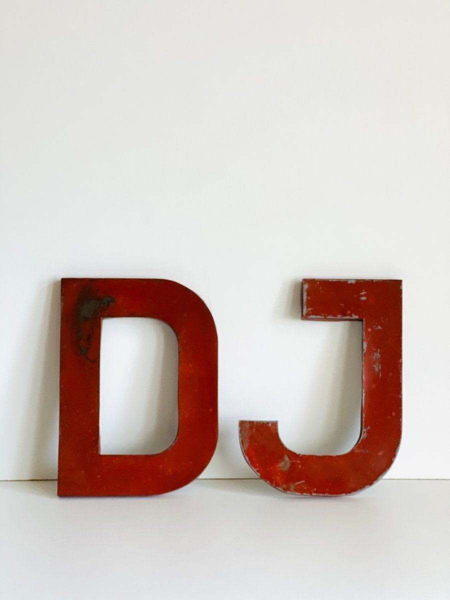 Industrial Letter Dj Sign, 1952, Set Of 2 photo 360.0