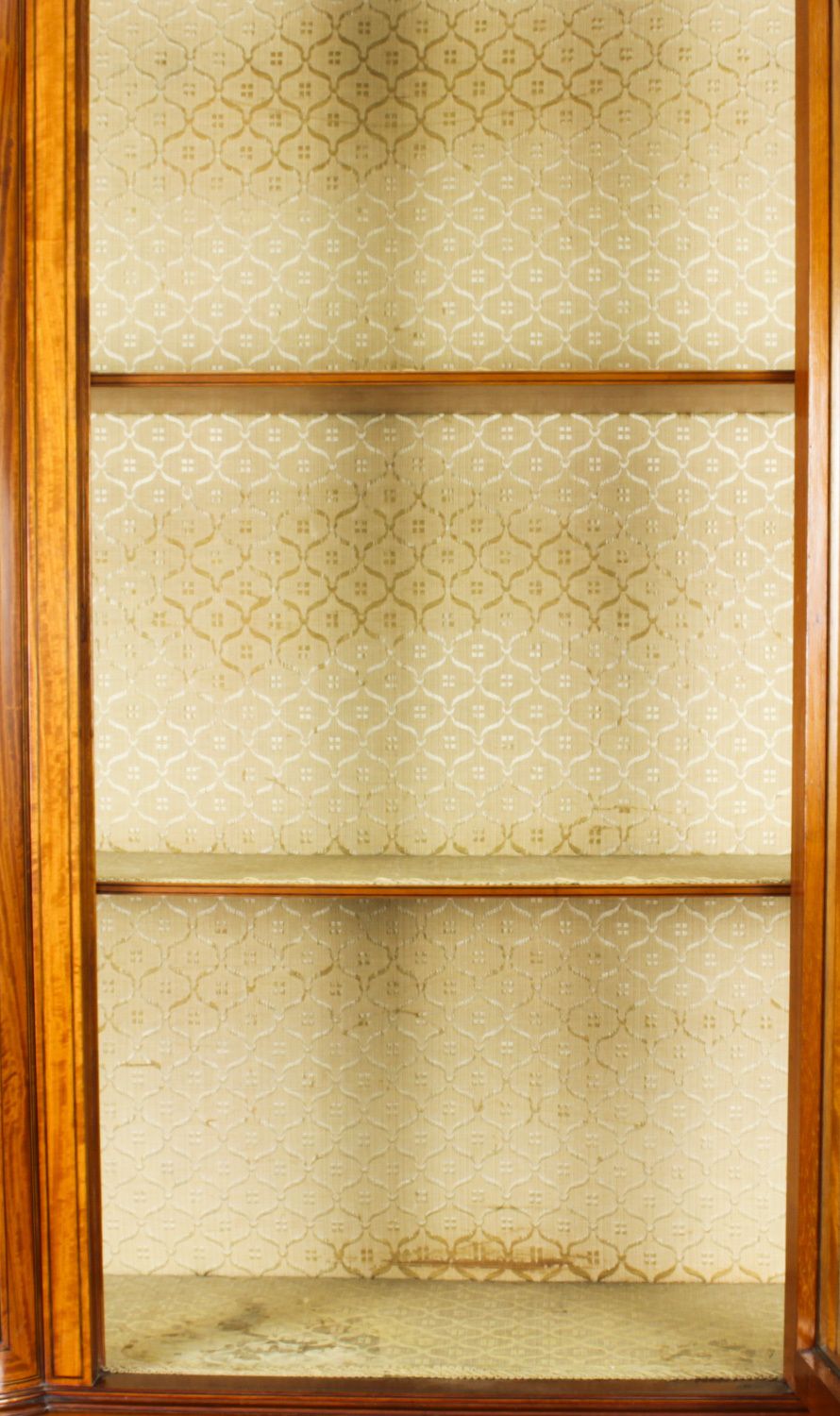 photo buy Edwardian Serpentine Satinwood Inlaid Display Cabinet 19th C