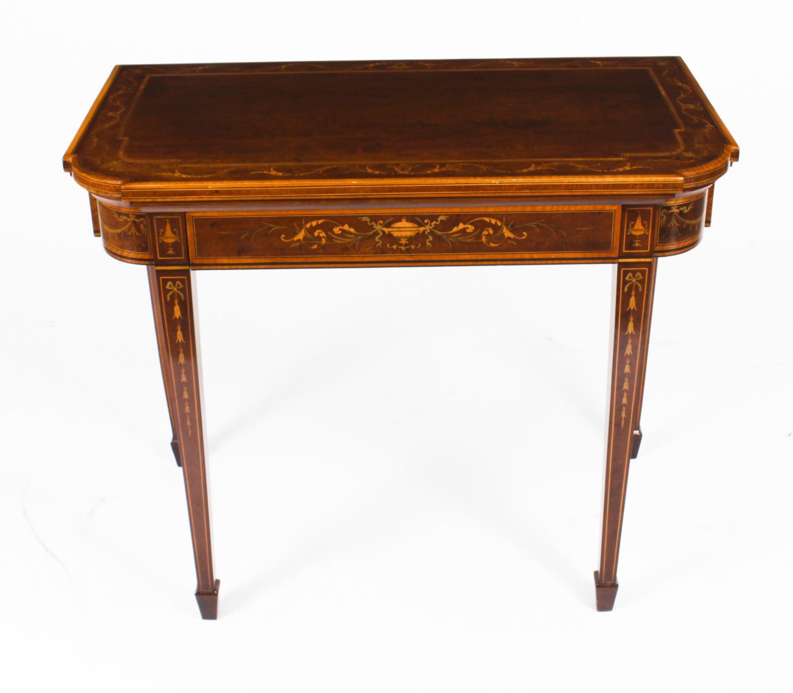 Victorian Mahogany & Inlaid Card Games Table C.1860 19th C photo furniture