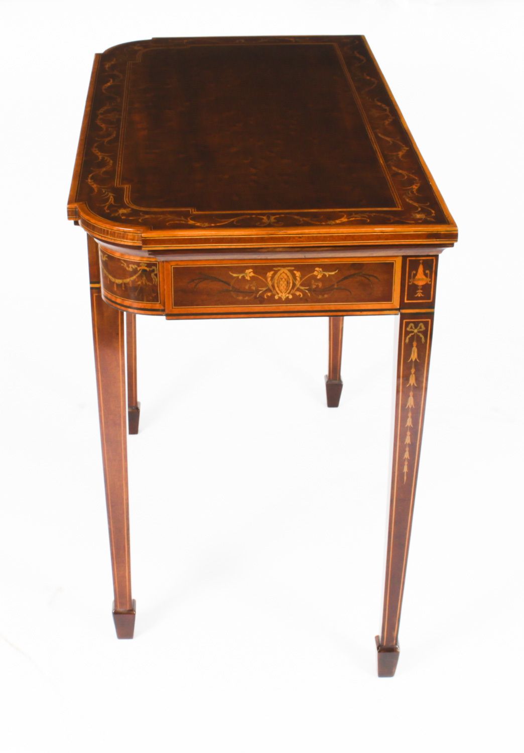 photo vintage Victorian Mahogany & Inlaid Card Games Table C.1860 19th C
