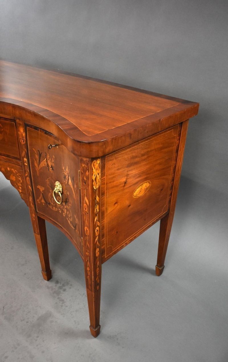 Edwardian Mahogany Inlaid Serpentine Sideboard photo vinterior