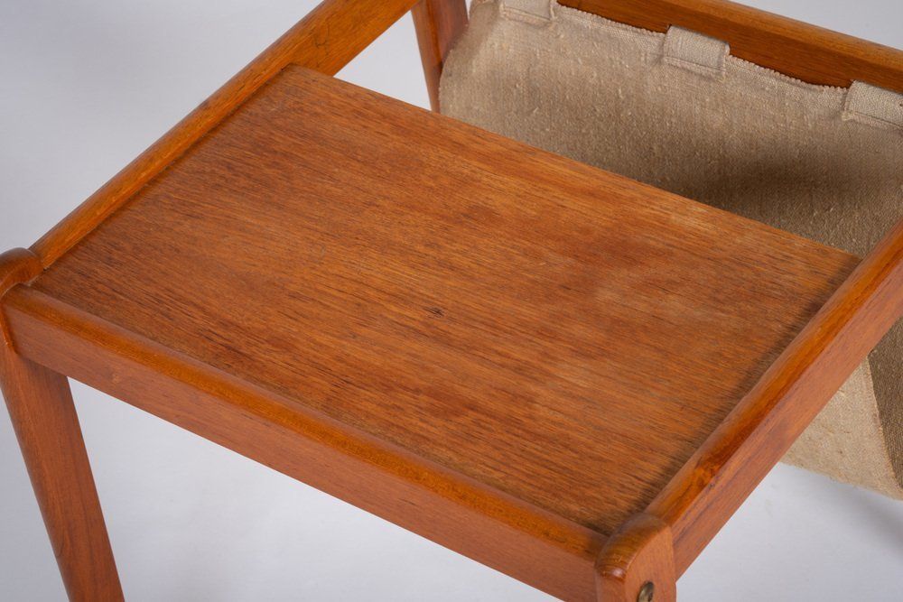 Mid Century Magazine Rack In Teak With Canvas By Brdr. Furbo For Spøttrup, 1960s photo 402.0