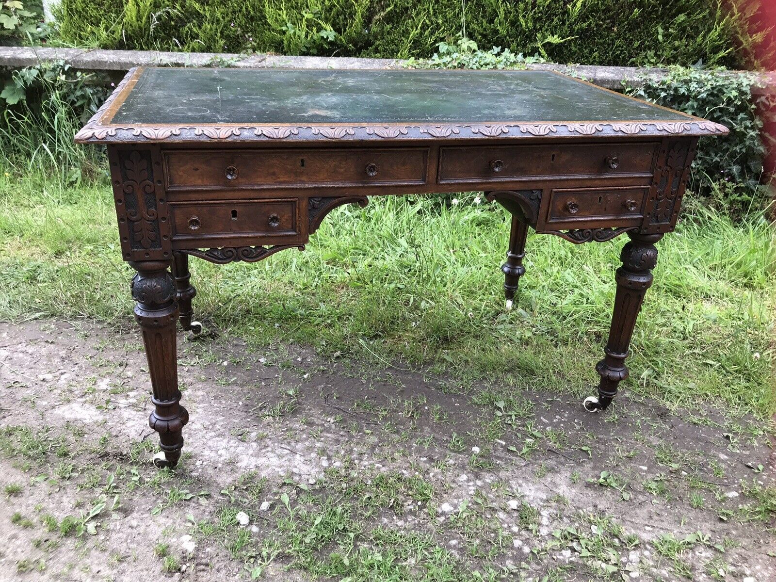 Fine Victorian Carved Writing Desk By Nelson London 1875 photo for sale