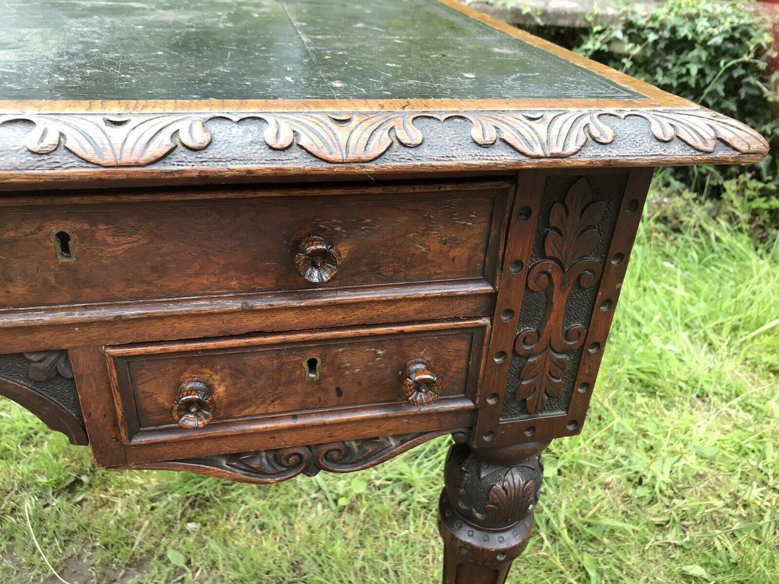 1695.0 Fine Victorian Carved Writing Desk By Nelson London 1875 photo