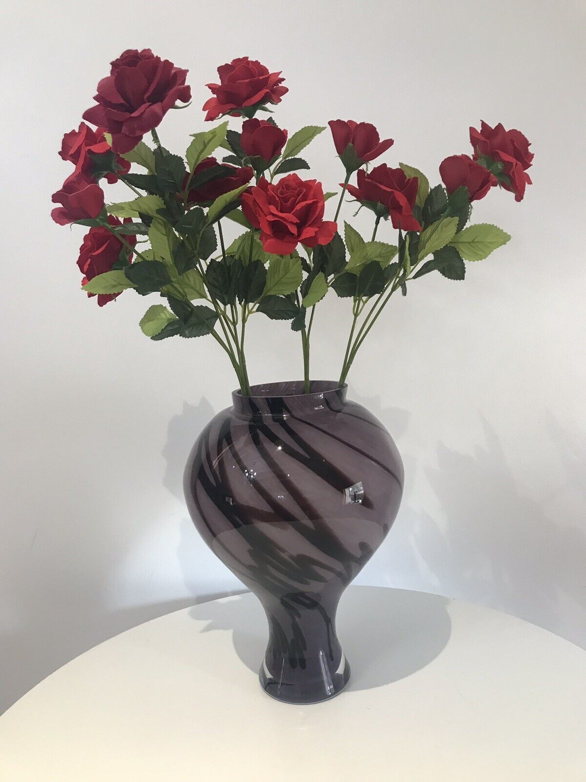 Stunning Large Murano Glass Vase With Purple Haze Design photo furniture