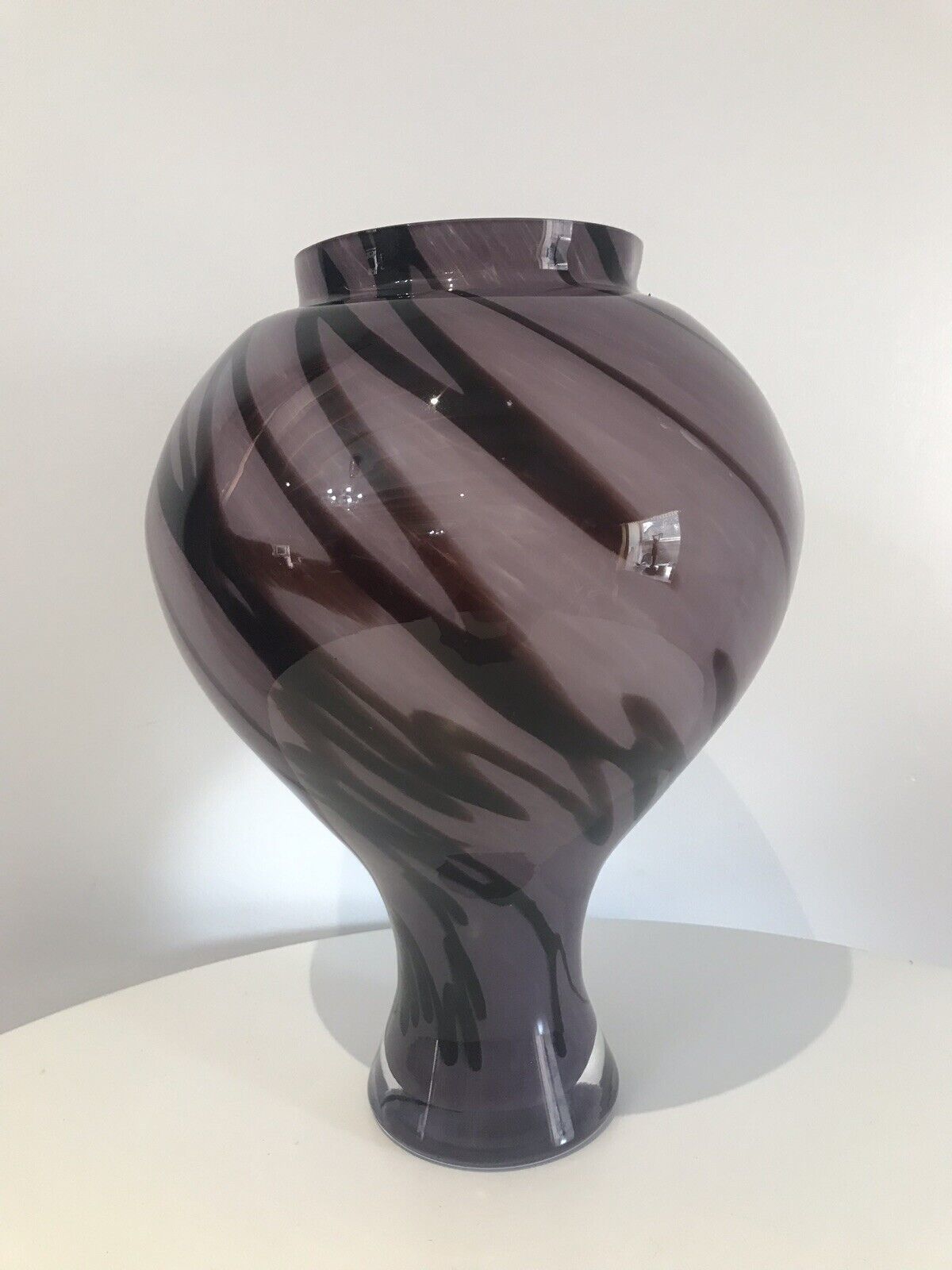 Stunning Large Murano Glass Vase With Purple Haze Design photo vinterior