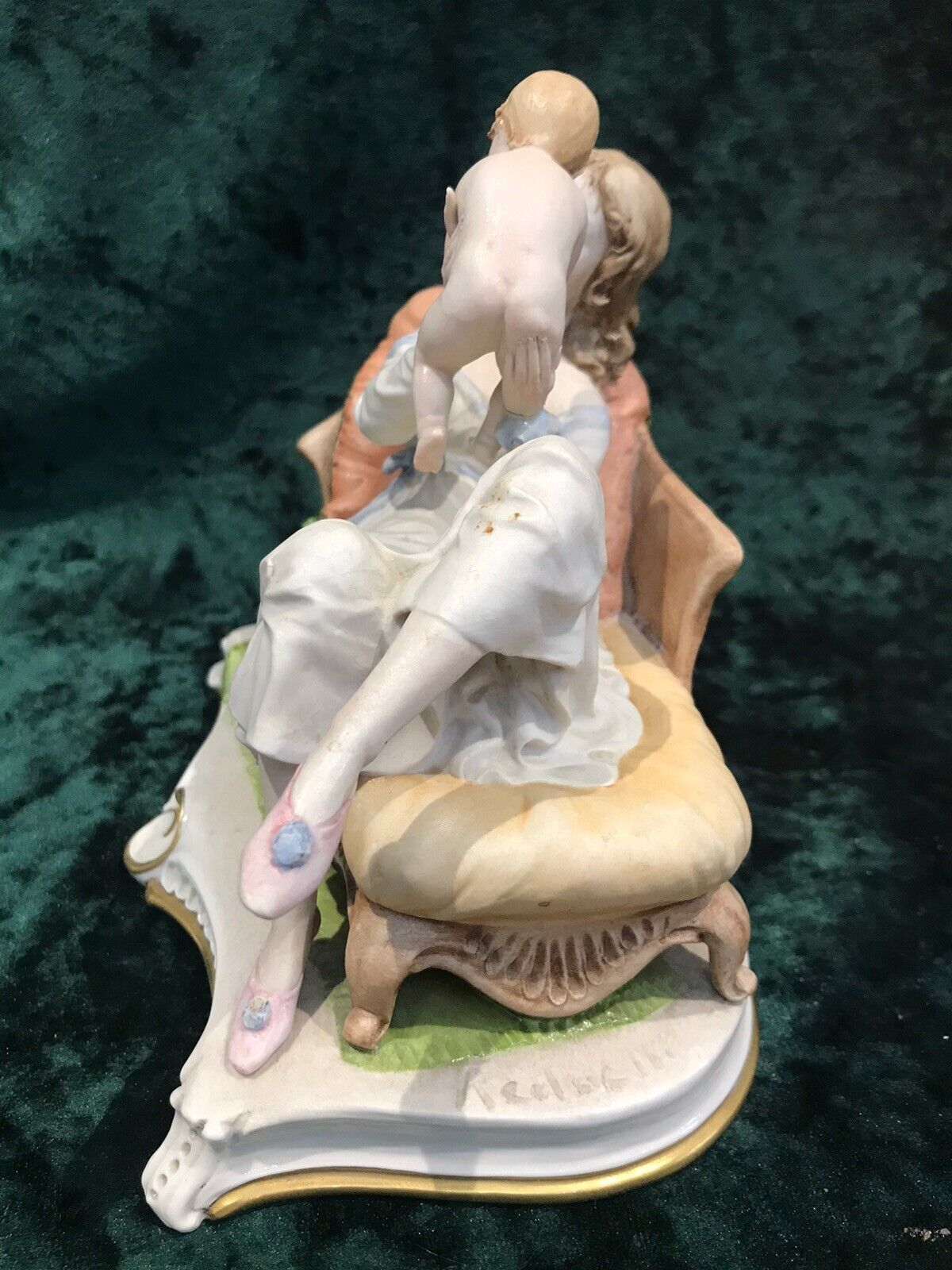 Fine Capodimonte Figurine Of Mother And Child Sculpture Signed Redwell photo Home Decor