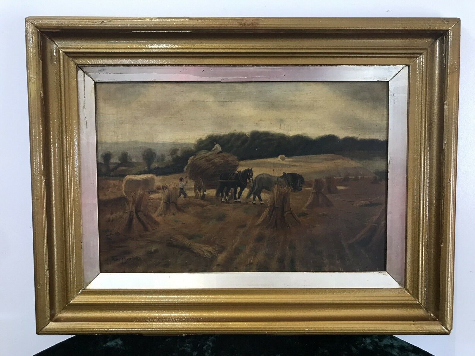 Original Victorian Oil Painting ‘Harvest Time’ By Artist Alice Wilkie