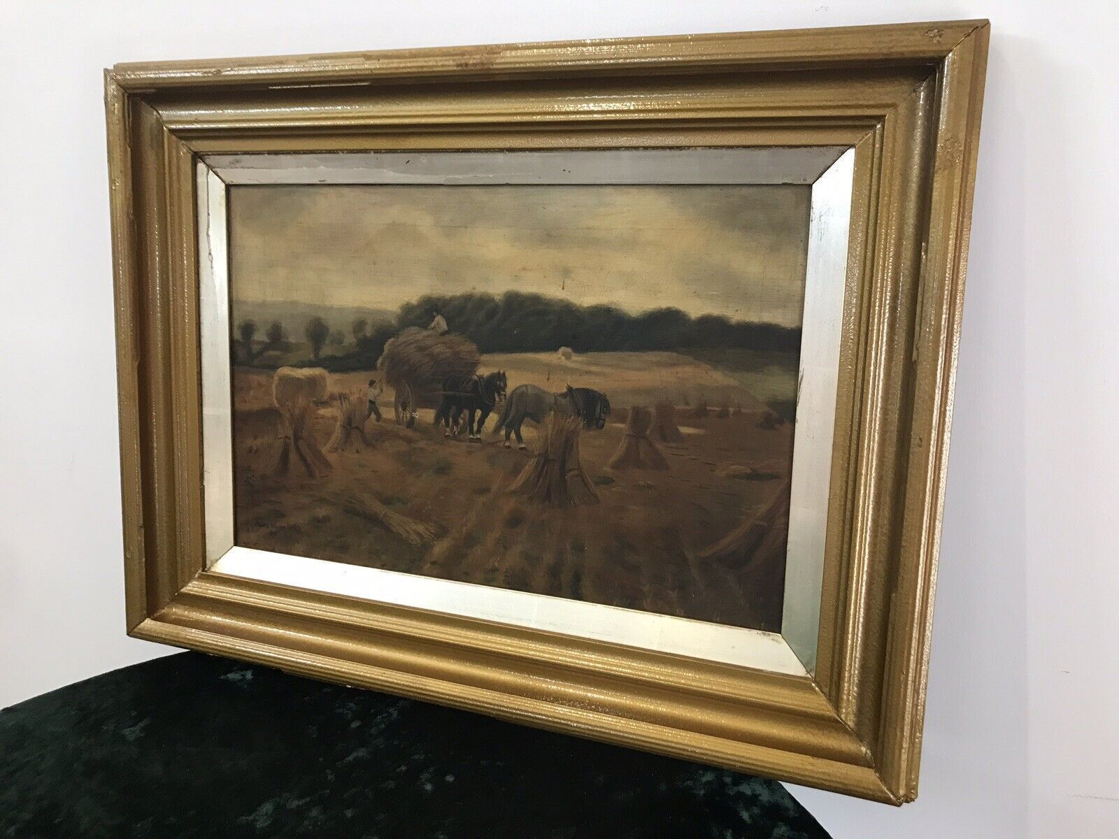 Original Victorian Oil Painting ‘Harvest Time’ By Artist Alice Wilkie photo for sale