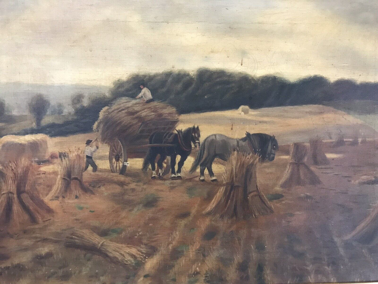 Original Victorian Oil Painting ‘Harvest Time’ By Artist Alice Wilkie photo 375.0