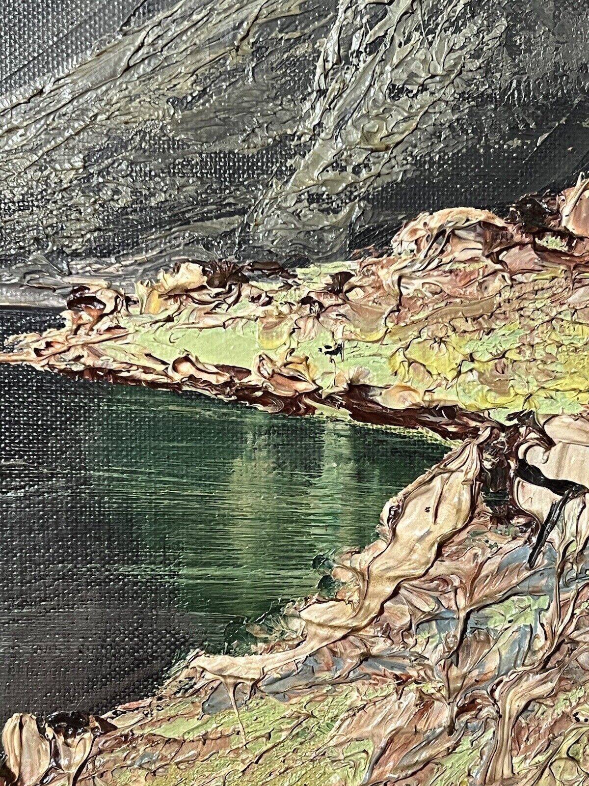 photo for sale Large Mid Century German Impressionistic Landscape Oil Painting Signed Hofbauer
