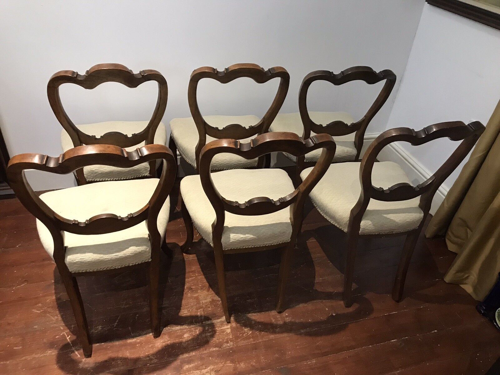 Fine Antique Set Of 6 Walnut Victorian Balloon Back Dining Chairs C1865 photo vinterior