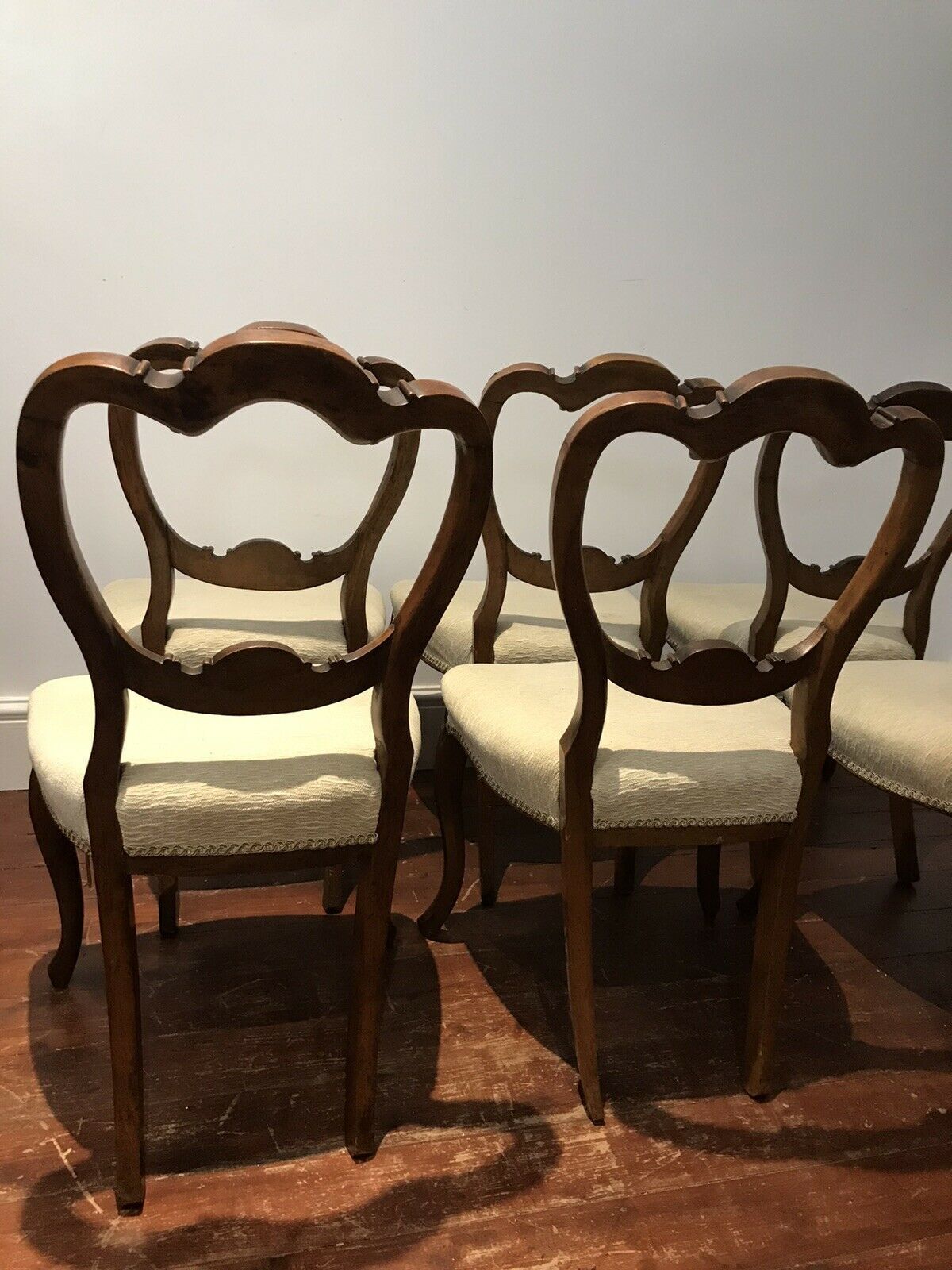 Fine Antique Set Of 6 Walnut Victorian Balloon Back Dining Chairs C1865 photo buy