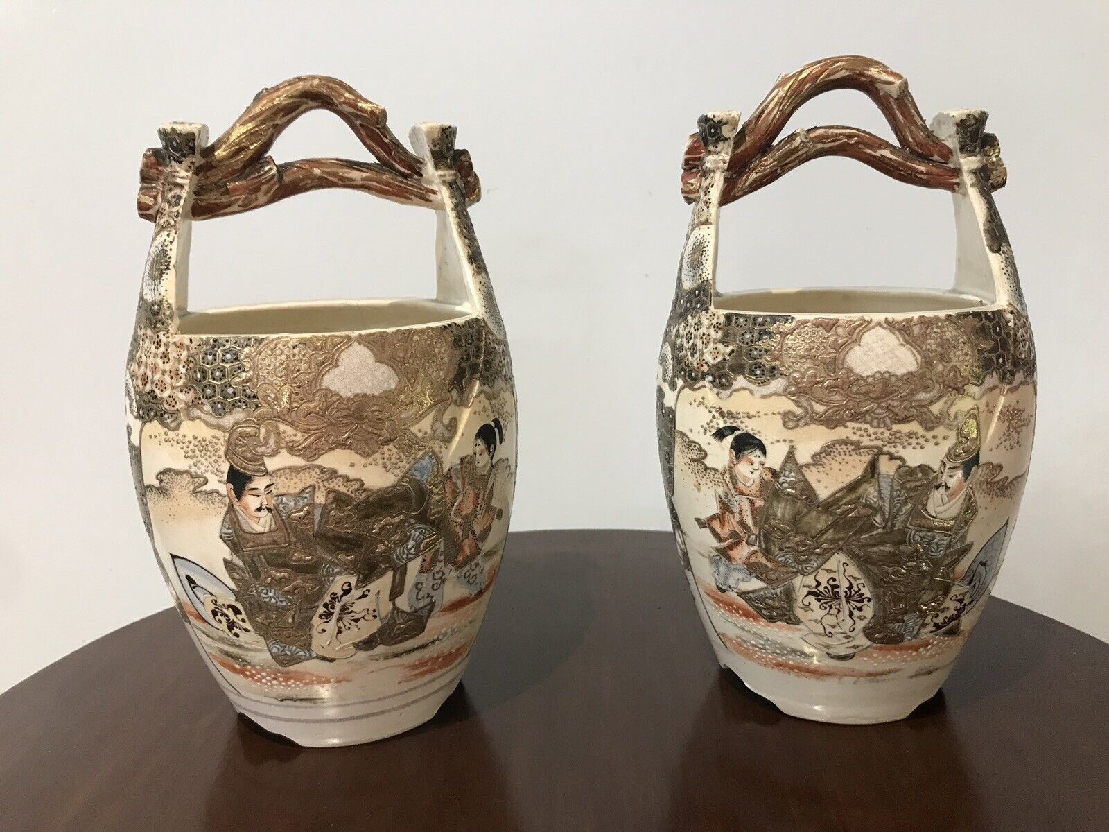 Fine Pair Japanese Antique Satsuma ‘Emperor Vases’