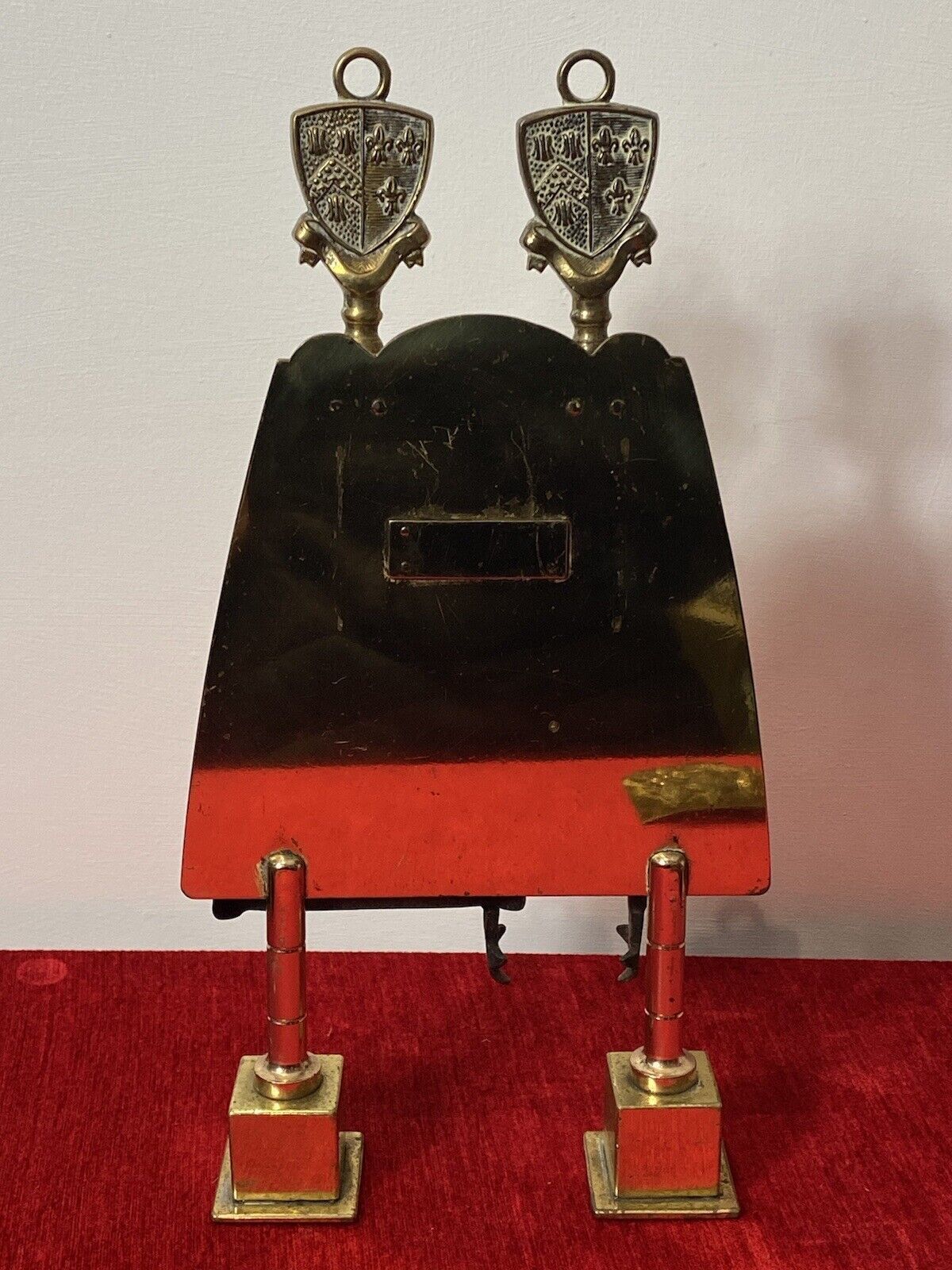 Vintage Brass Georgian Stye Royal United Kingdom Coat Of Arms Fire Companion Set photo Home Fixtures