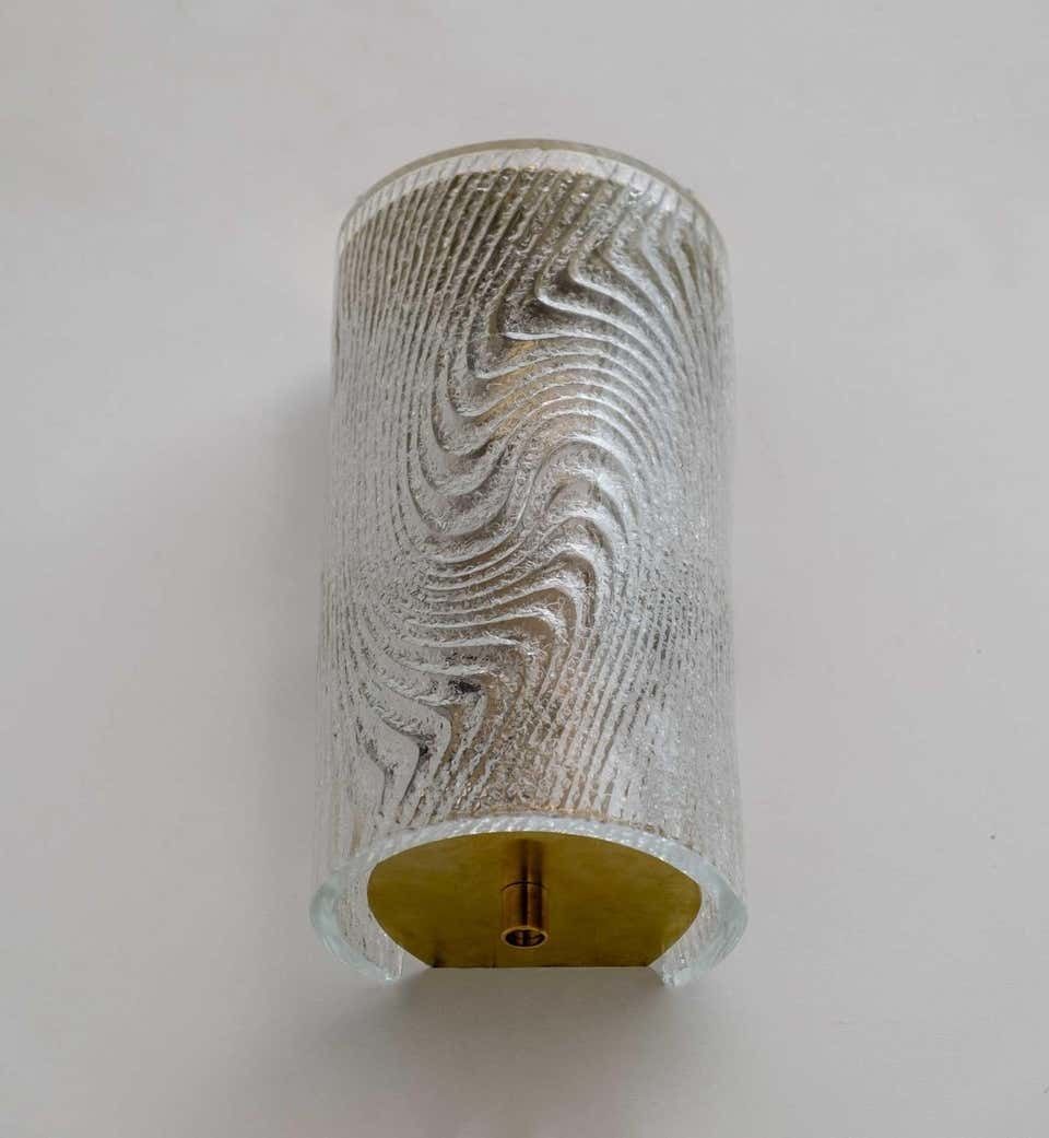 Pair Of Modern Italian Murano Glass And Brass Wall Sconces "Corteccia", 80s photo 2471.0