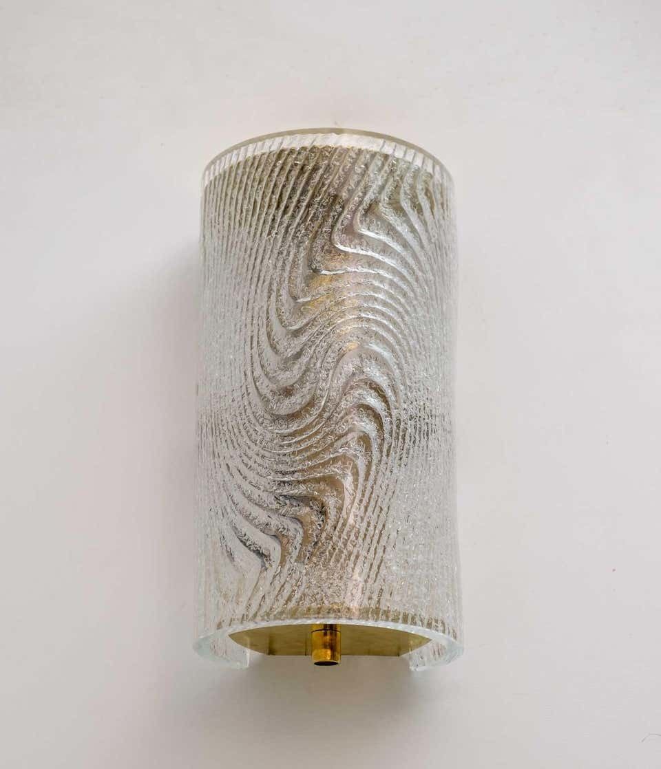 Pair Of Modern Italian Murano Glass And Brass Wall Sconces "Corteccia", 80s photo buy