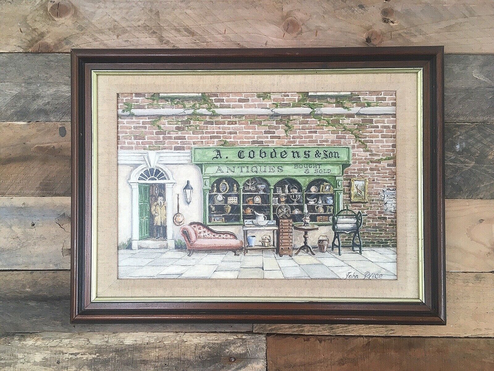 Vintage A Cobdens & Son Antiques Shop Window Store Front Painting By John Price