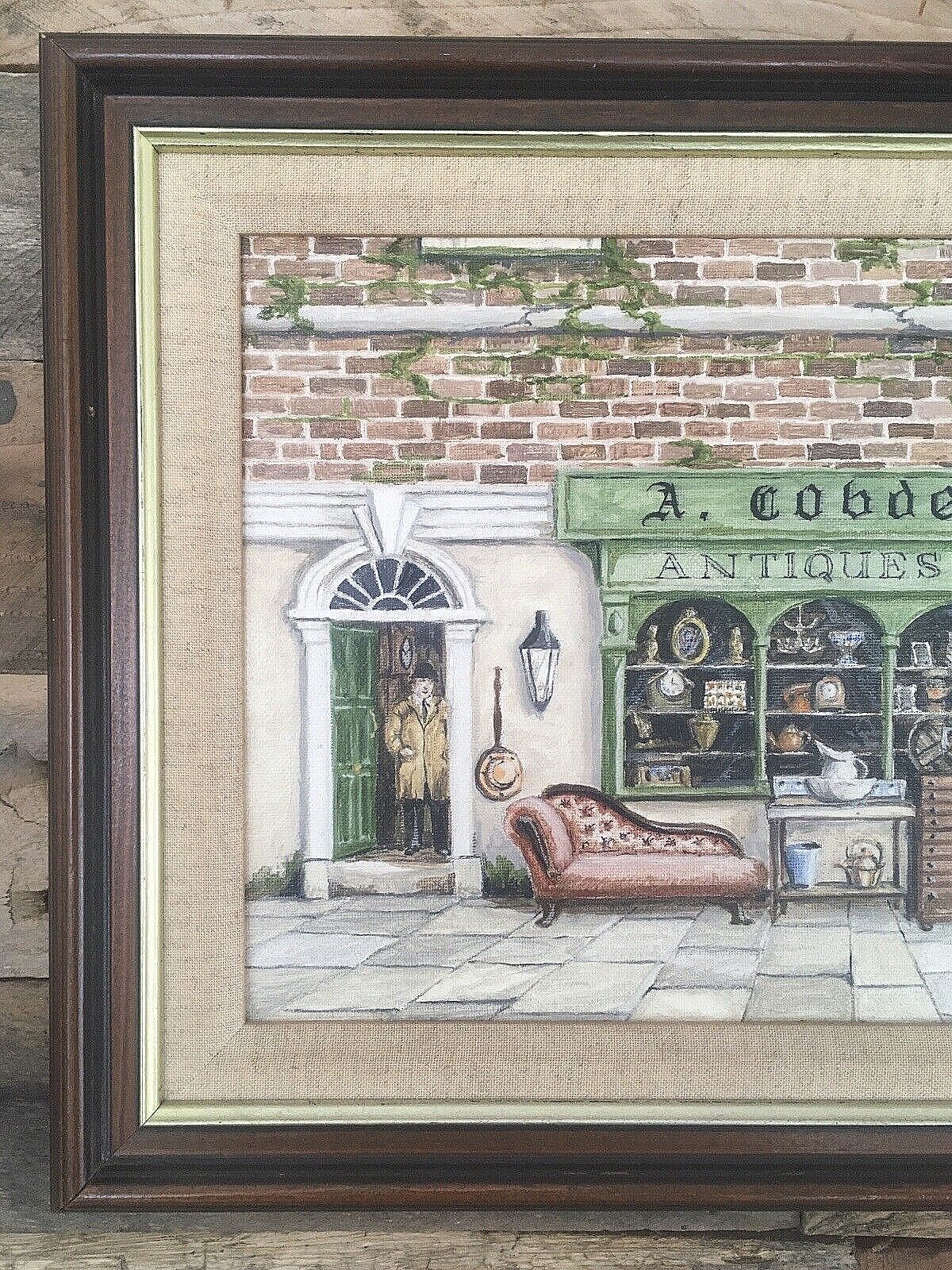 Vintage A Cobdens & Son Antiques Shop Window Store Front Painting By John Price photo furniture