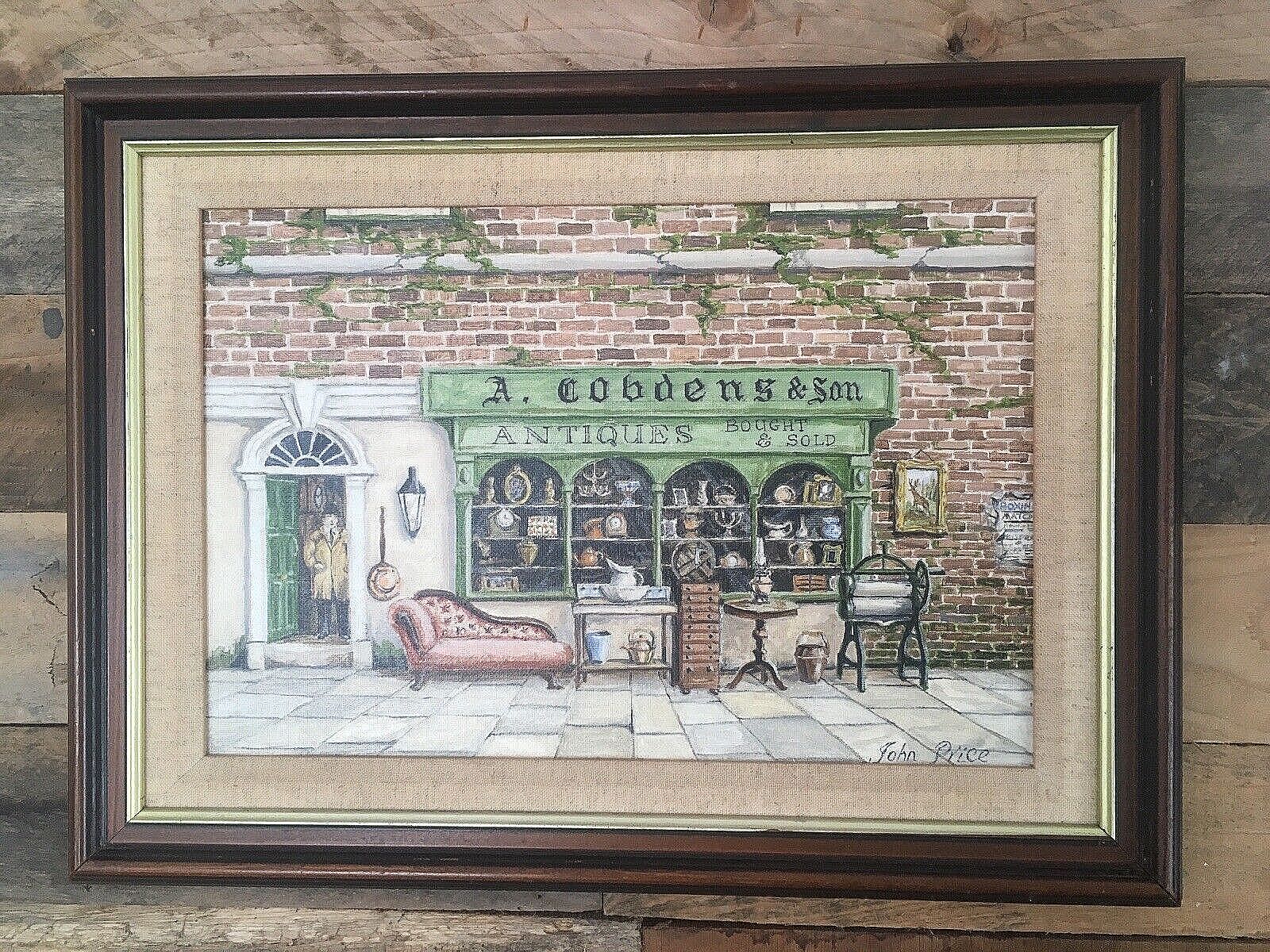 Vintage A Cobdens & Son Antiques Shop Window Store Front Painting By John Price photo buy