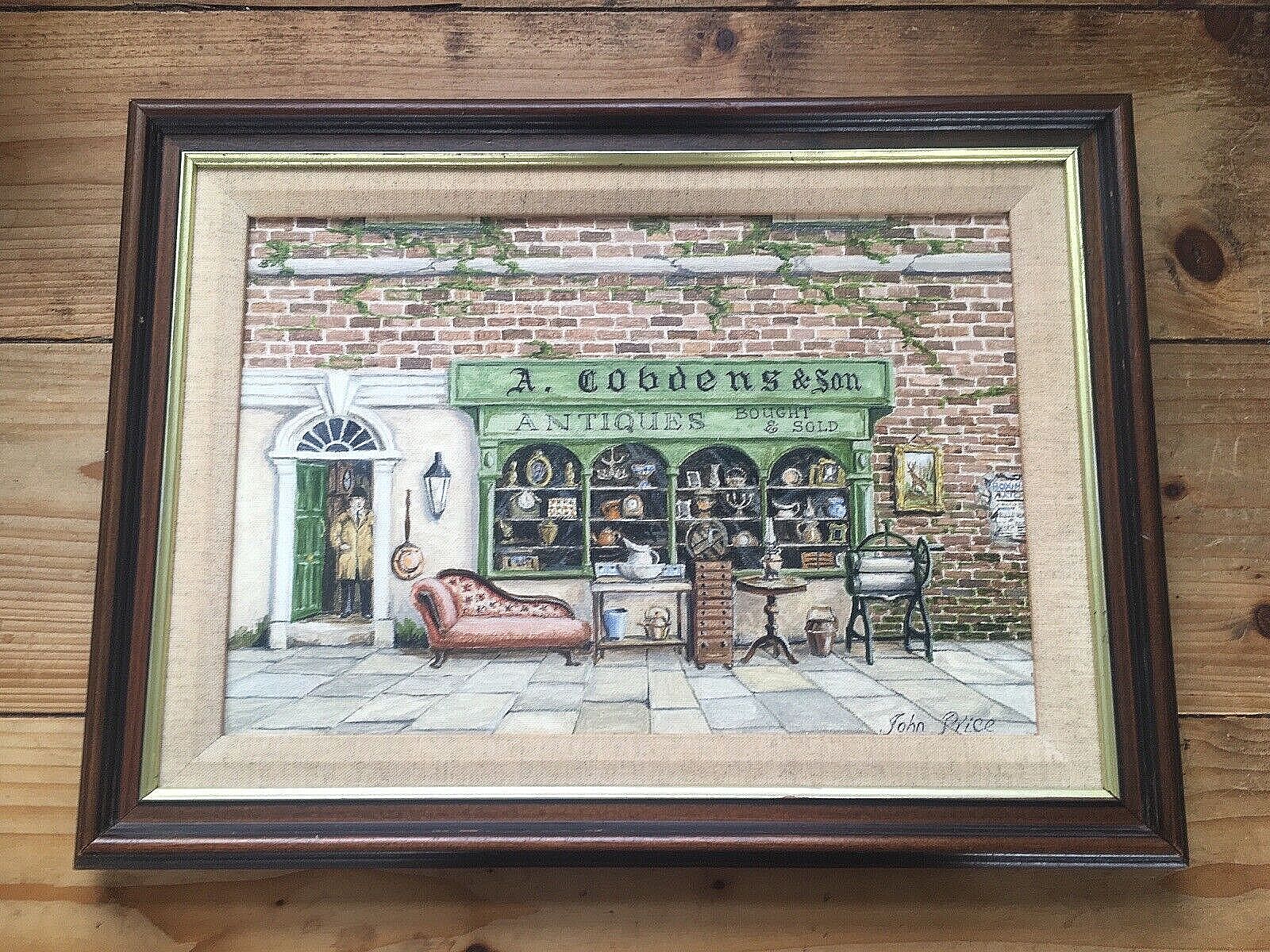 Vintage A Cobdens & Son Antiques Shop Window Store Front Painting By John Price photo vintage