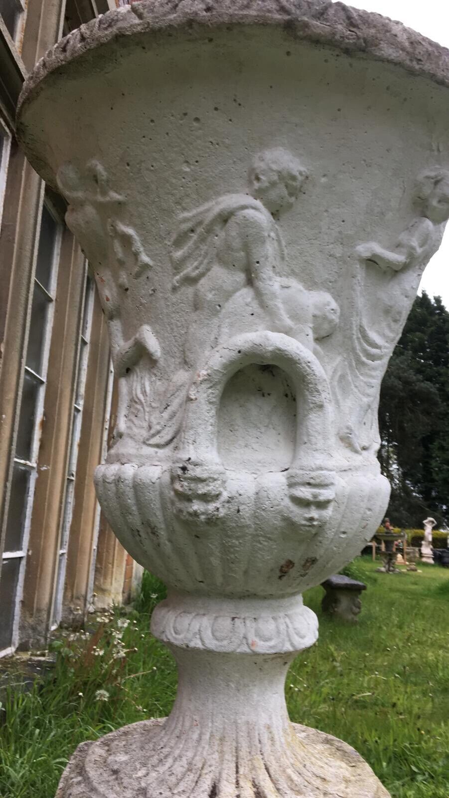 Classical Empire Style Roman Urn Adorned With Roman Mythological Figures photo Garden Decor