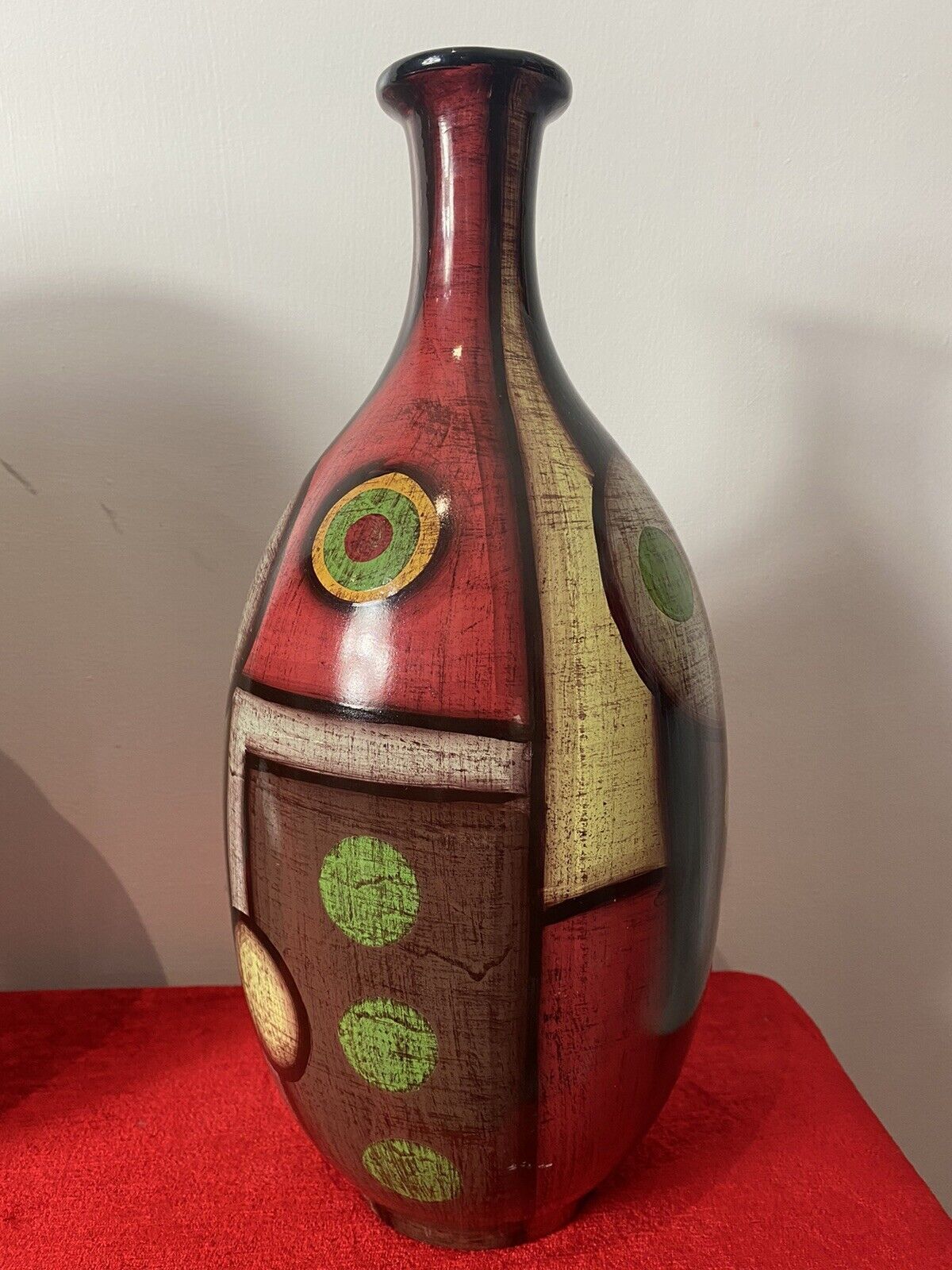 Pair Of Mid Century Geometric Abstract Amphora Vases In Art Deco Style photo vintage