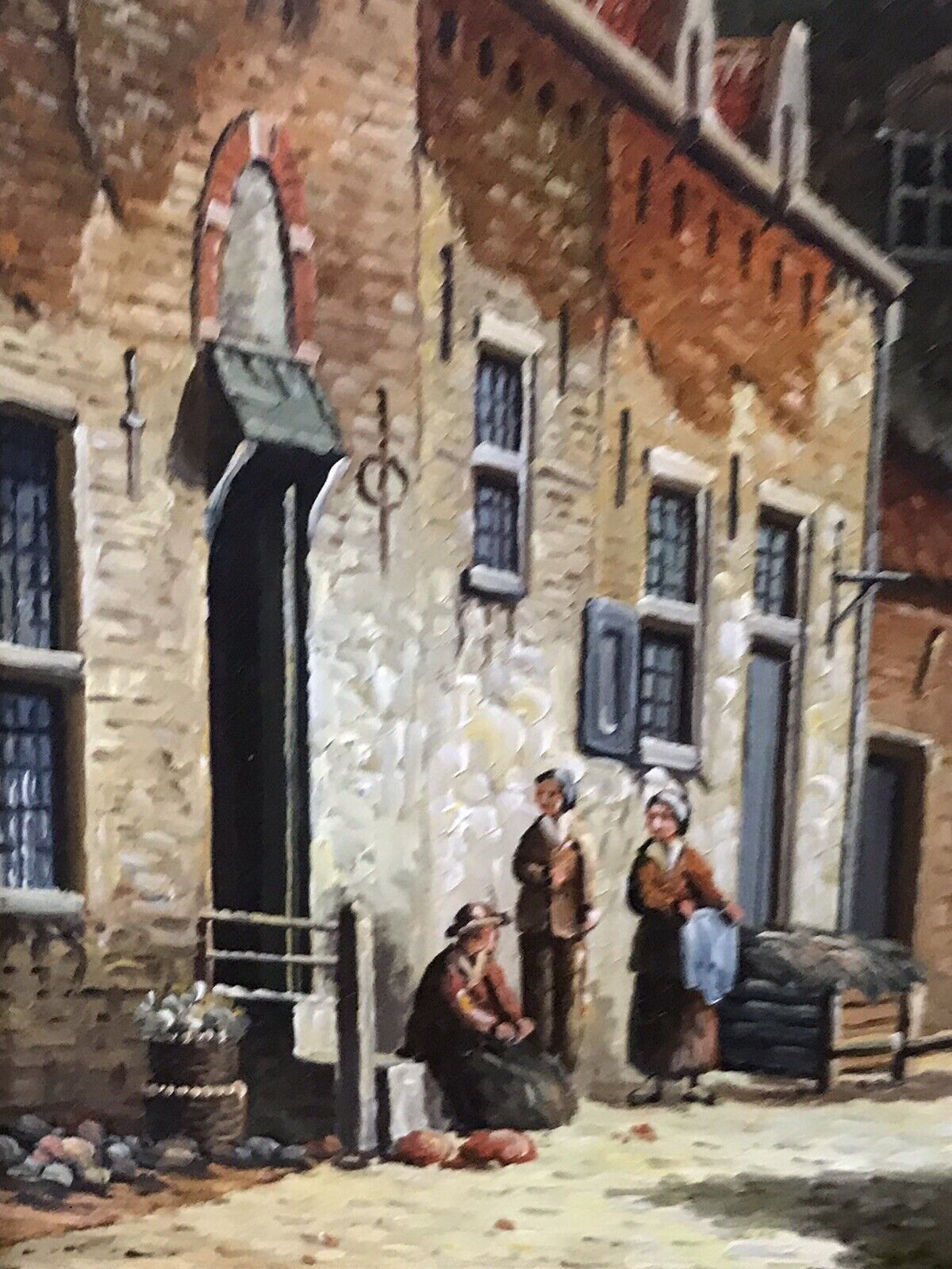 Original Dutch Street Scene Oil Painting In Gilt Frame Signed By Artist M Ives photo buy
