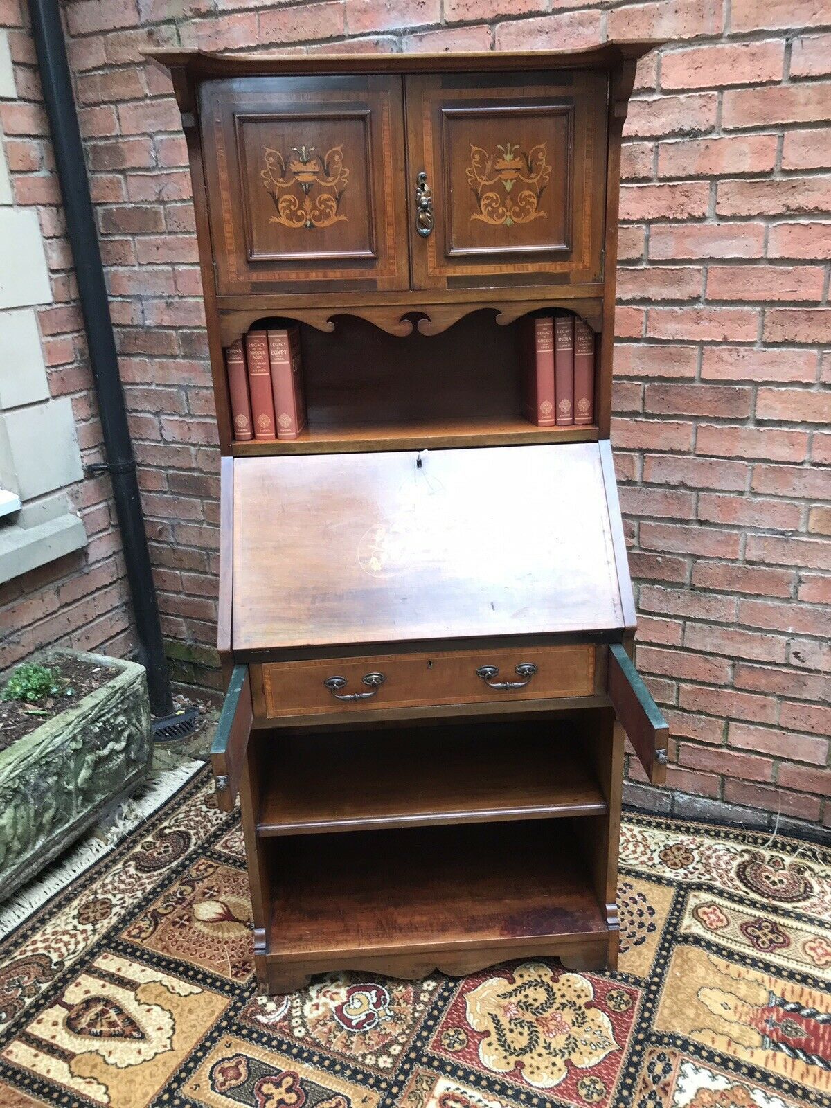 Fine Red Walnut Arts And Crafts Secretaire Bookcase photo buy