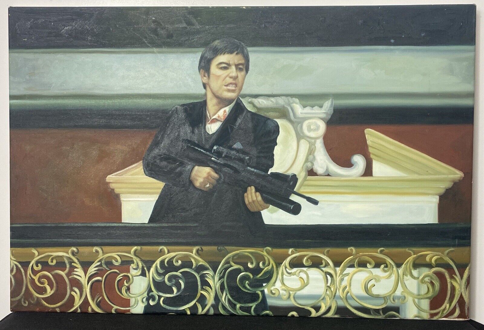 Iconic American Gangster Al Pacino ‘Scarface’ Oil Painting On Canvas photo furniture