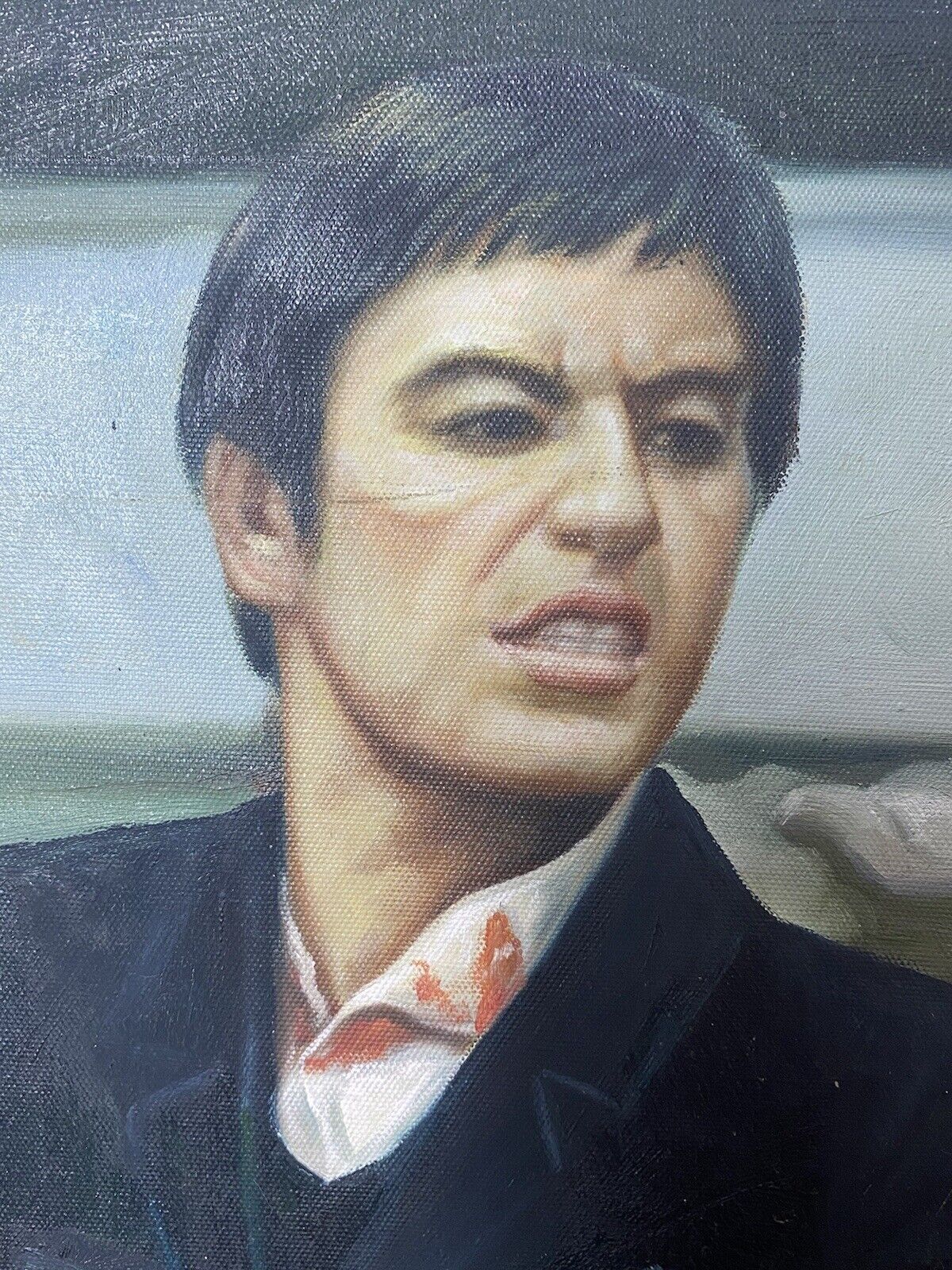 Iconic American Gangster Al Pacino ‘Scarface’ Oil Painting On Canvas photo vintage