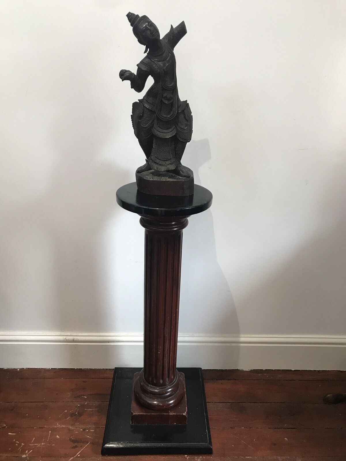 Antique Wood Carving Thai Figural Female Statue photo for sale