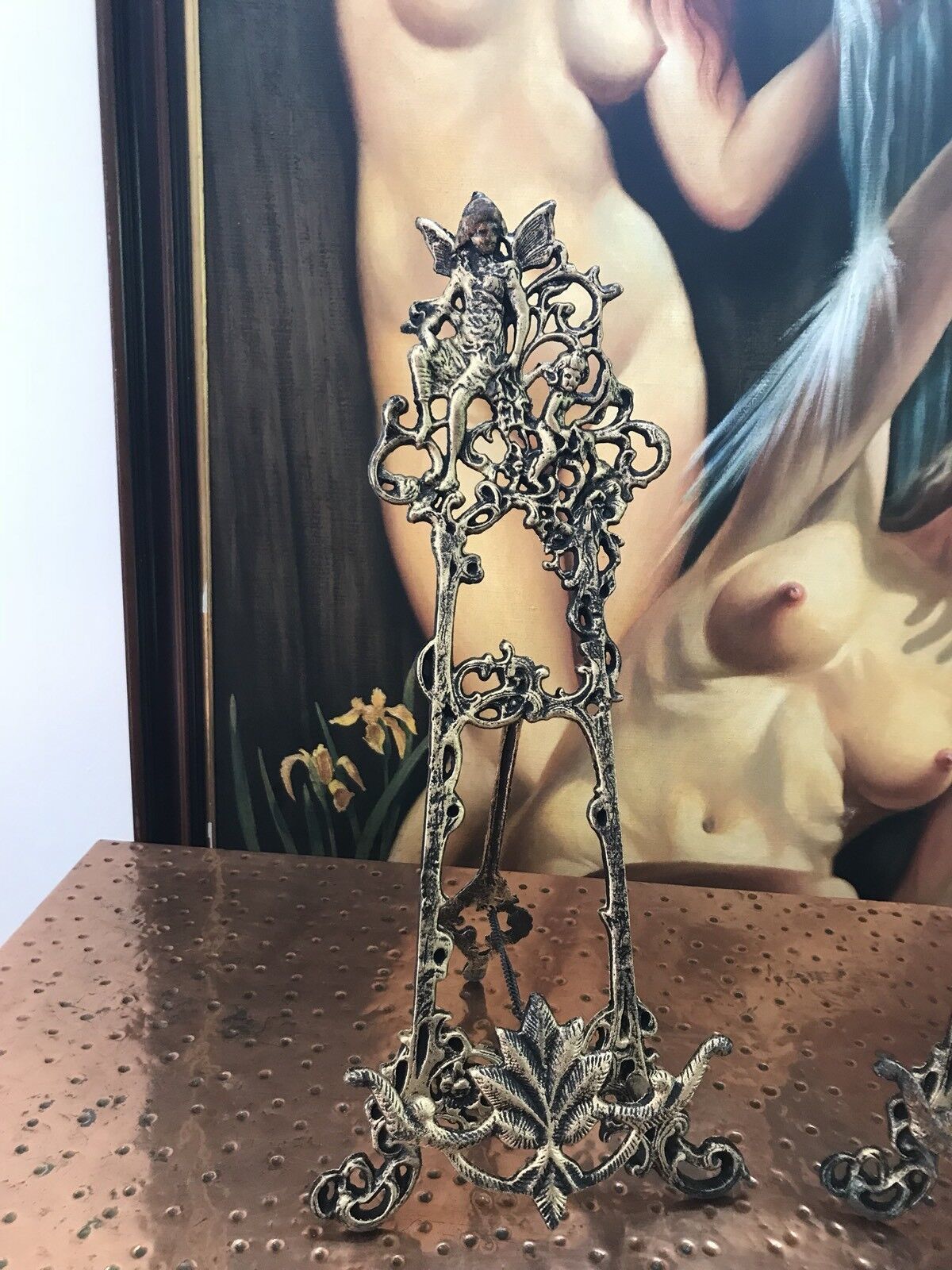 Pair Of Ornate Antique Cast Iron Painting Easels photo for sale