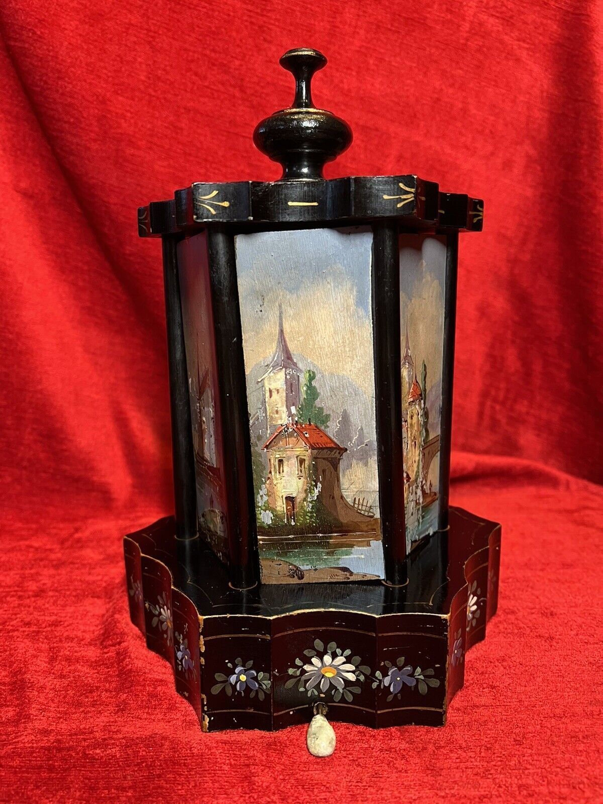 Antique Swiss Reuge Musical Cigarette Carousel Adorned With Landscape Scenes photo 495.0