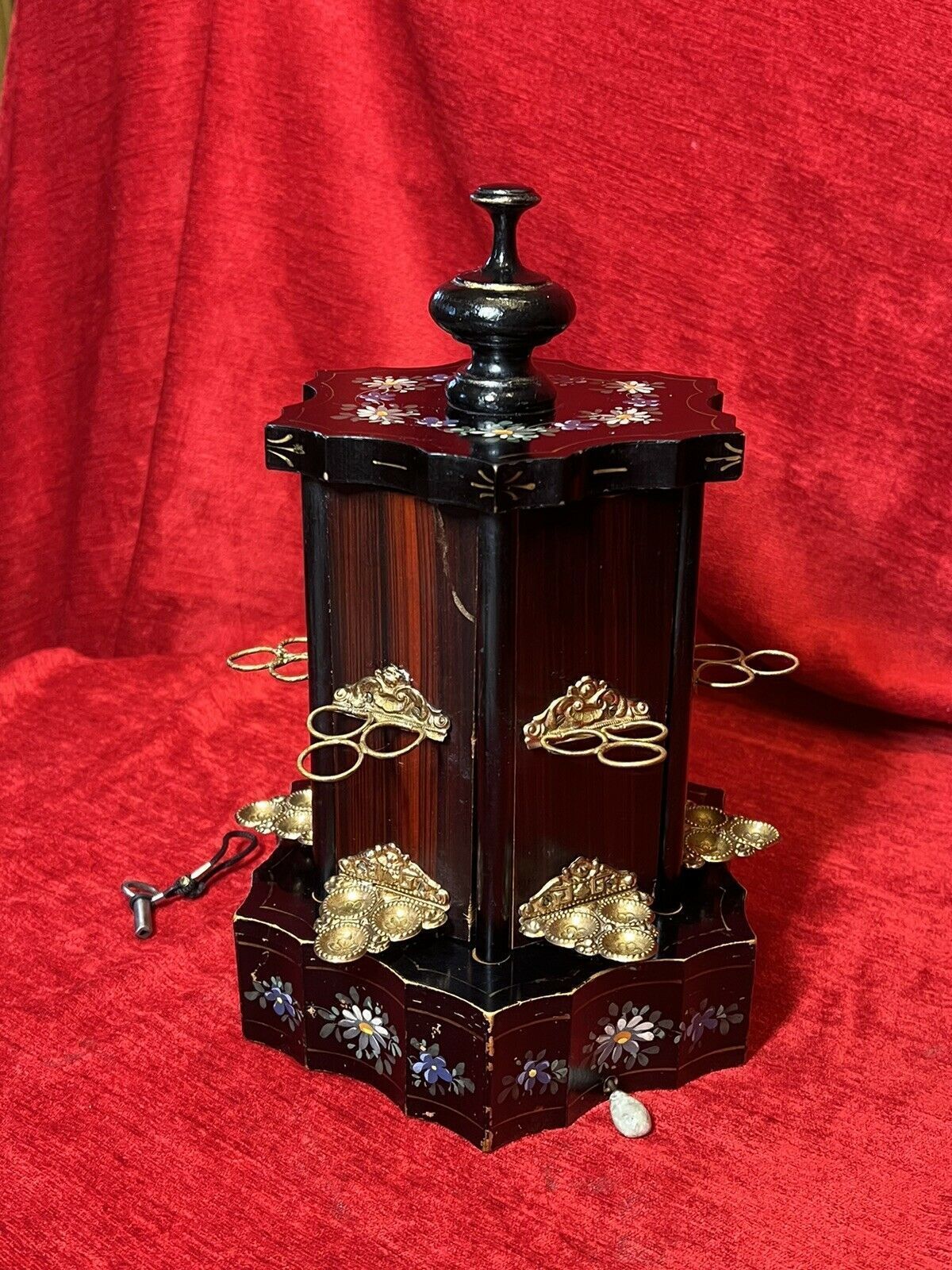 Antique Swiss Reuge Musical Cigarette Carousel Adorned With Landscape Scenes photo vintage