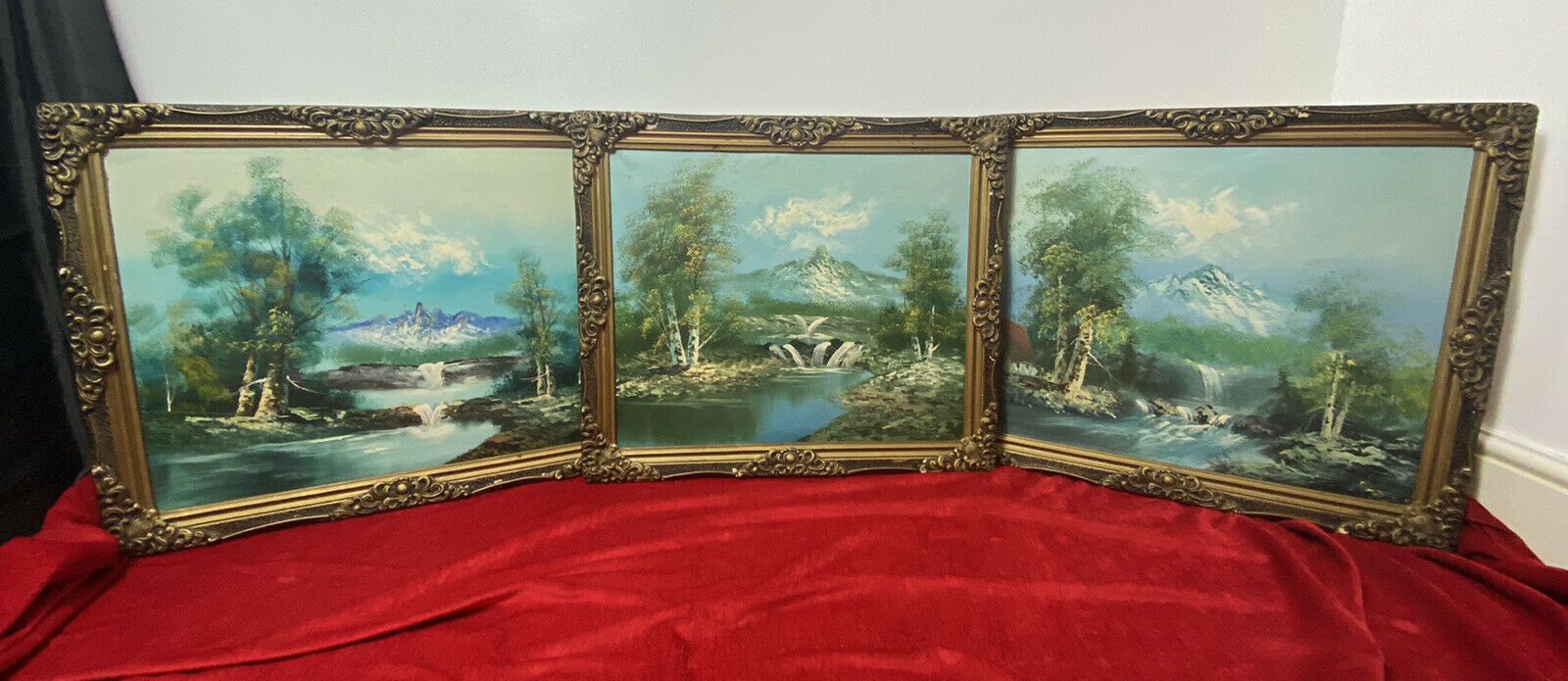 Trio Of Fine Oil Paintings Of The Matterhorn Mountain In Landscape Signed