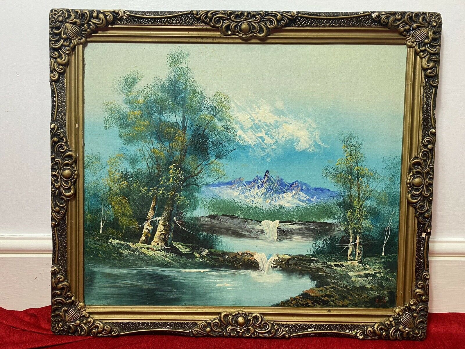 Trio Of Fine Oil Paintings Of The Matterhorn Mountain In Landscape Signed photo vinterior