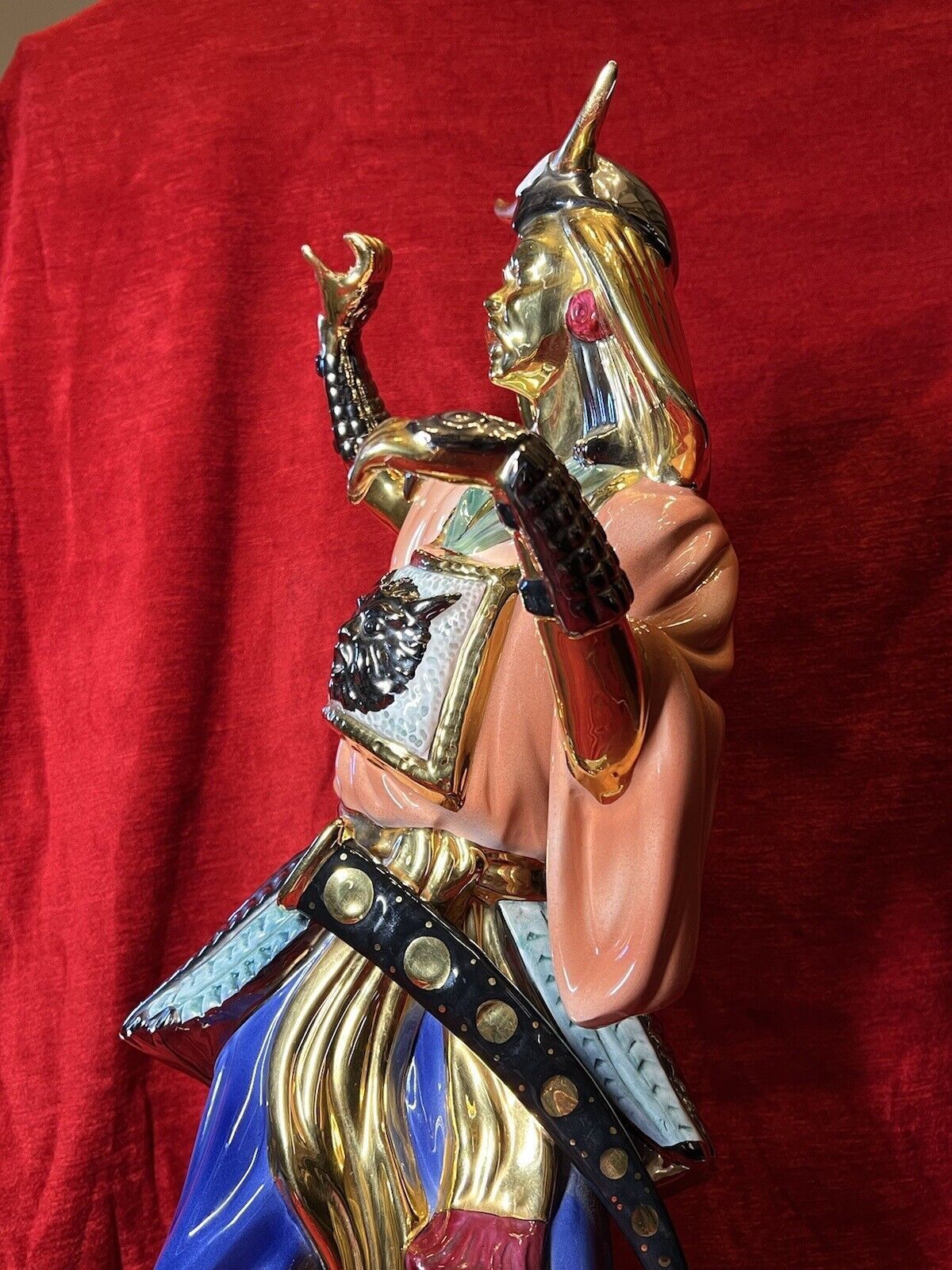 Large Italian Vanician Bassano Japanese Samurai Warrior Gilt Enamel Showpiece photo buy